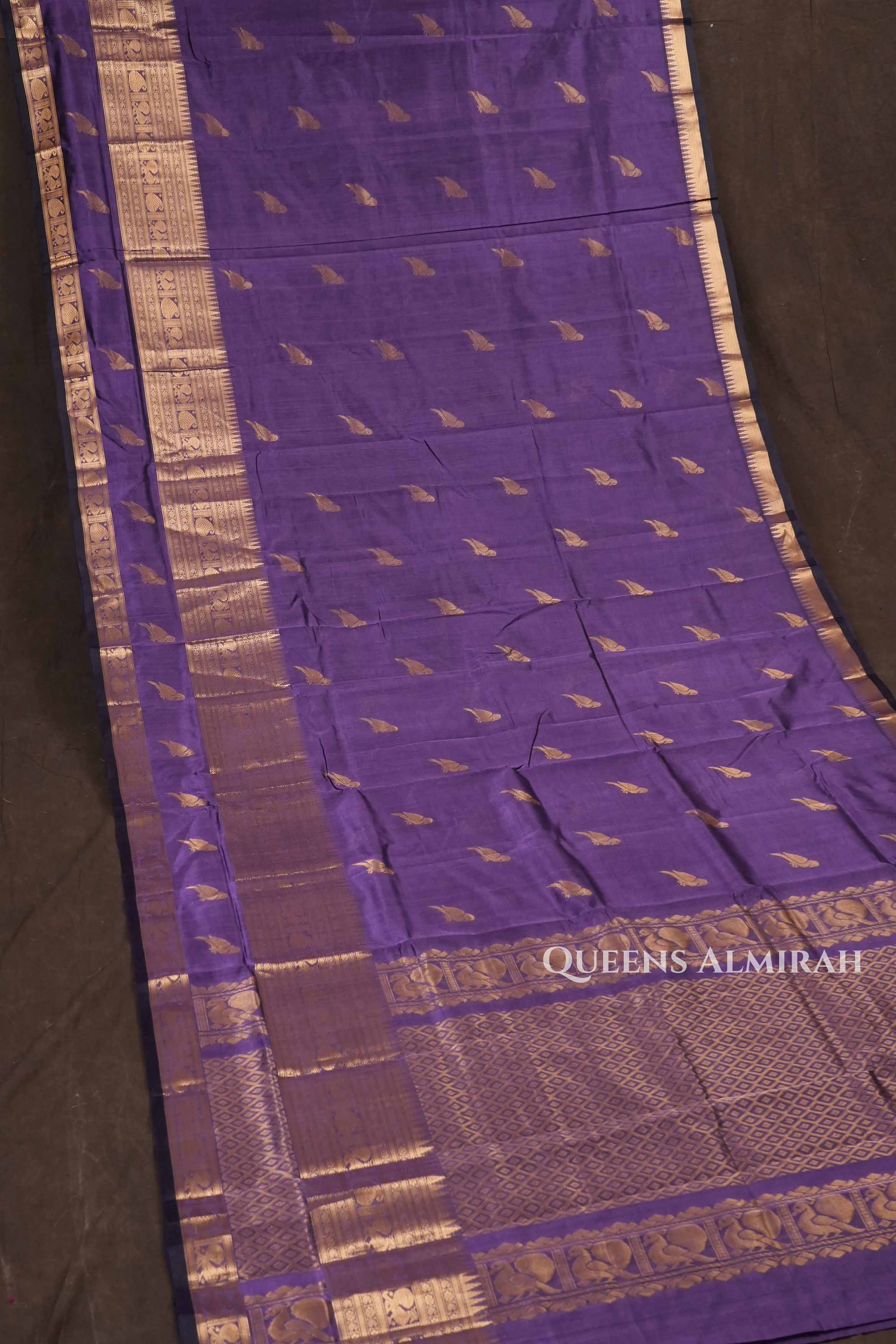 Dark Lavender Pure Kanchi Silk Cotton Saree