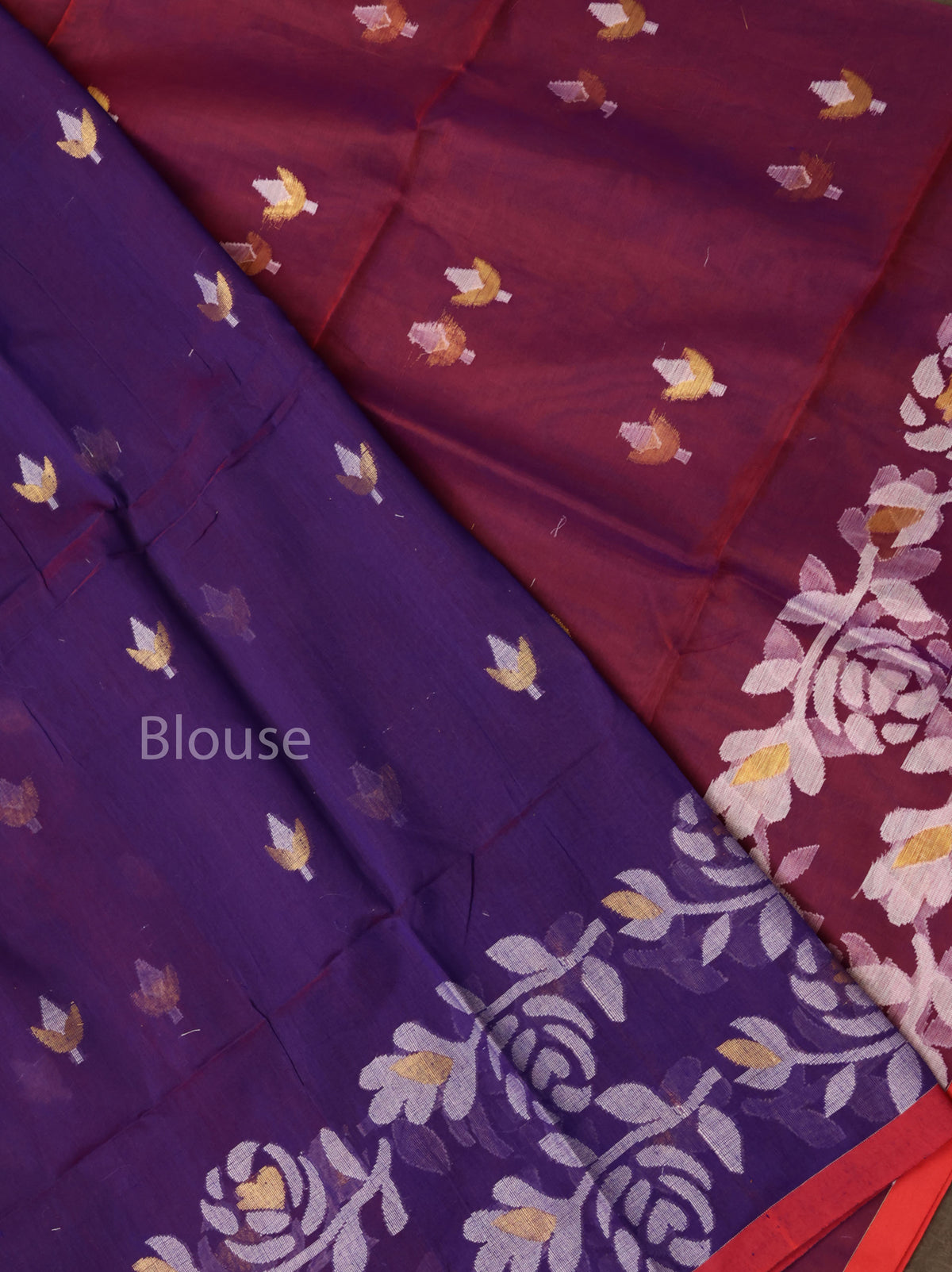 Purple Muslin Jamdani Saree