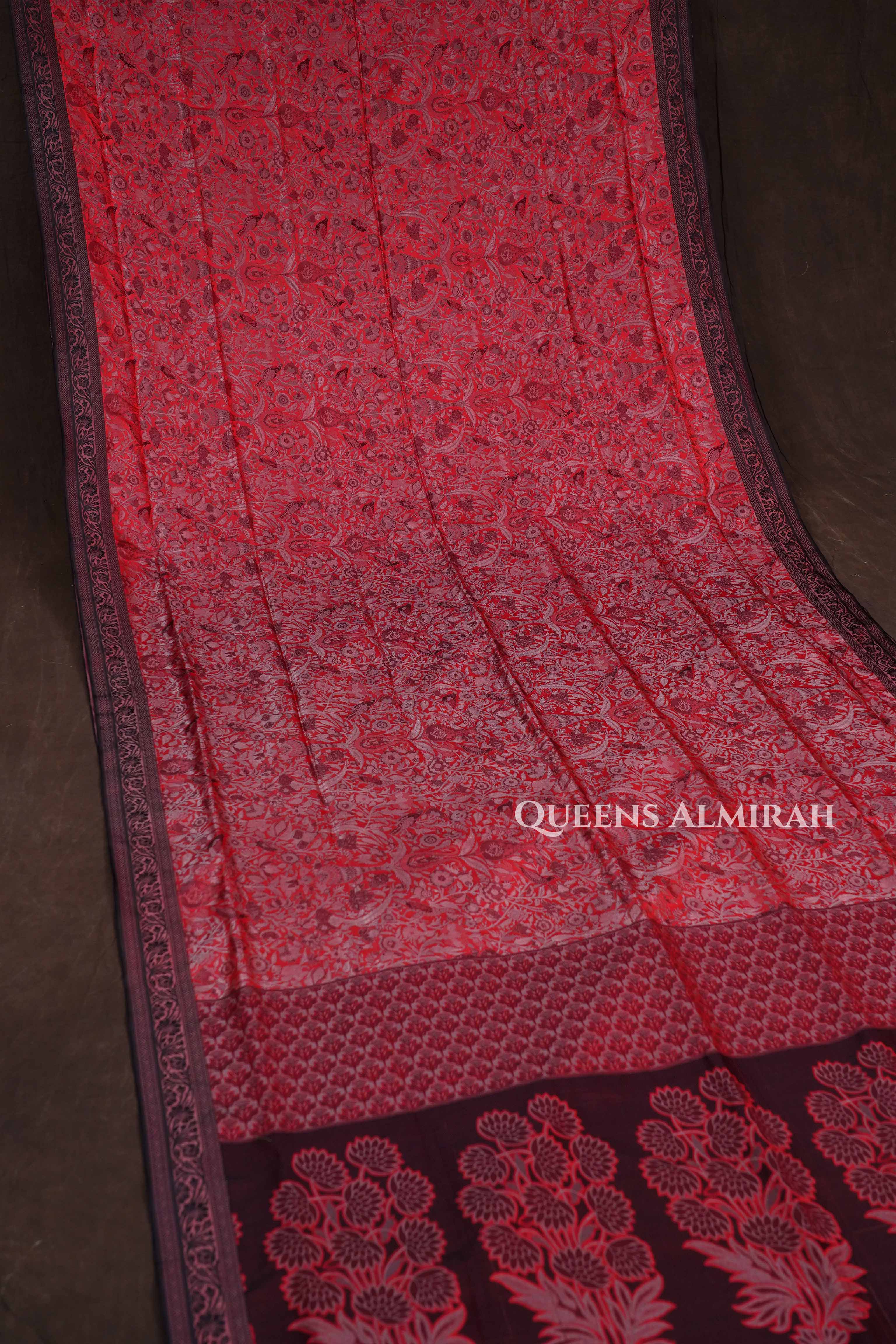 Red Wine Pashmina Silk Saree