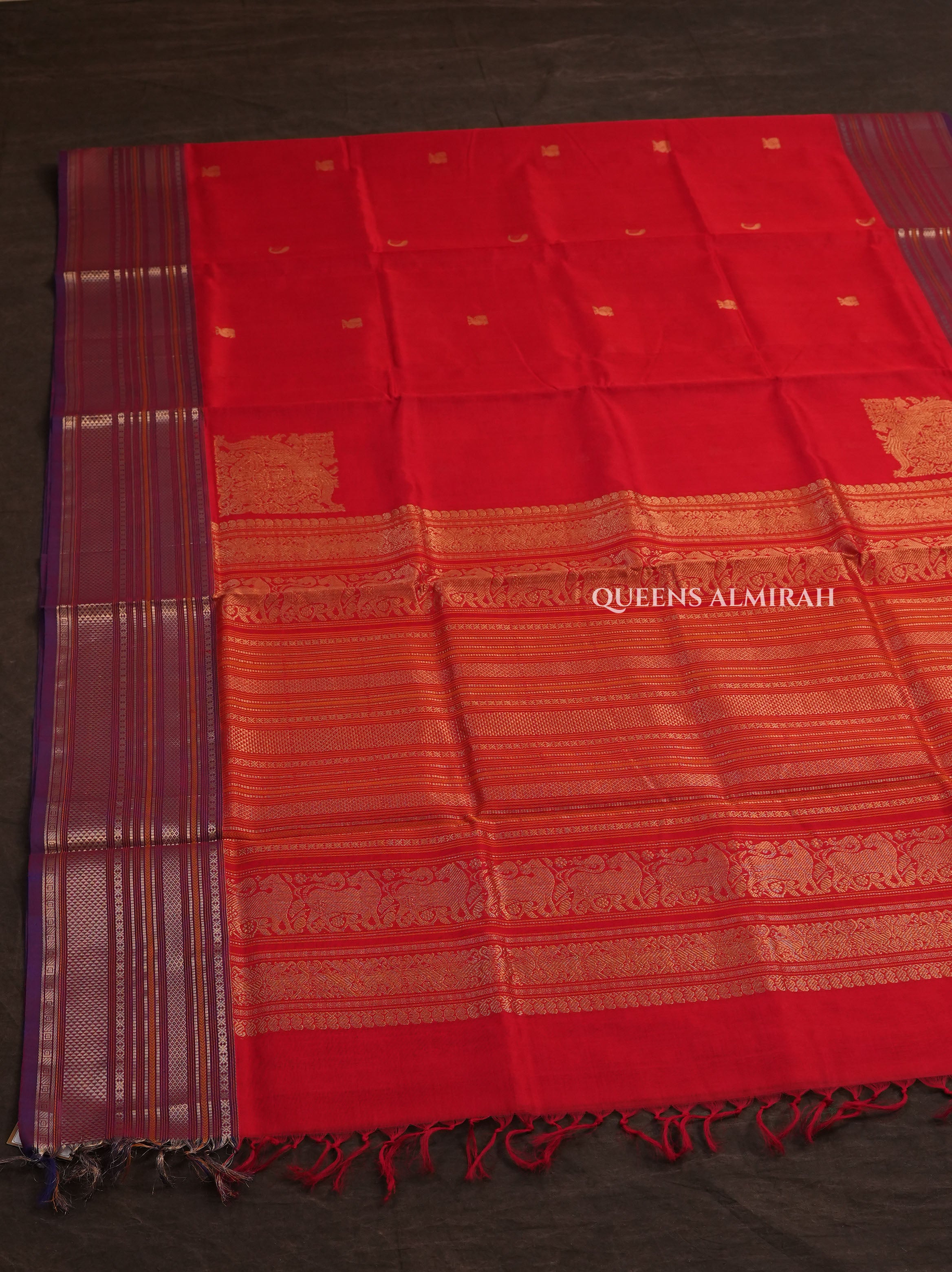 Chilly Red With Purple Chettinad Silk Cotton Saree