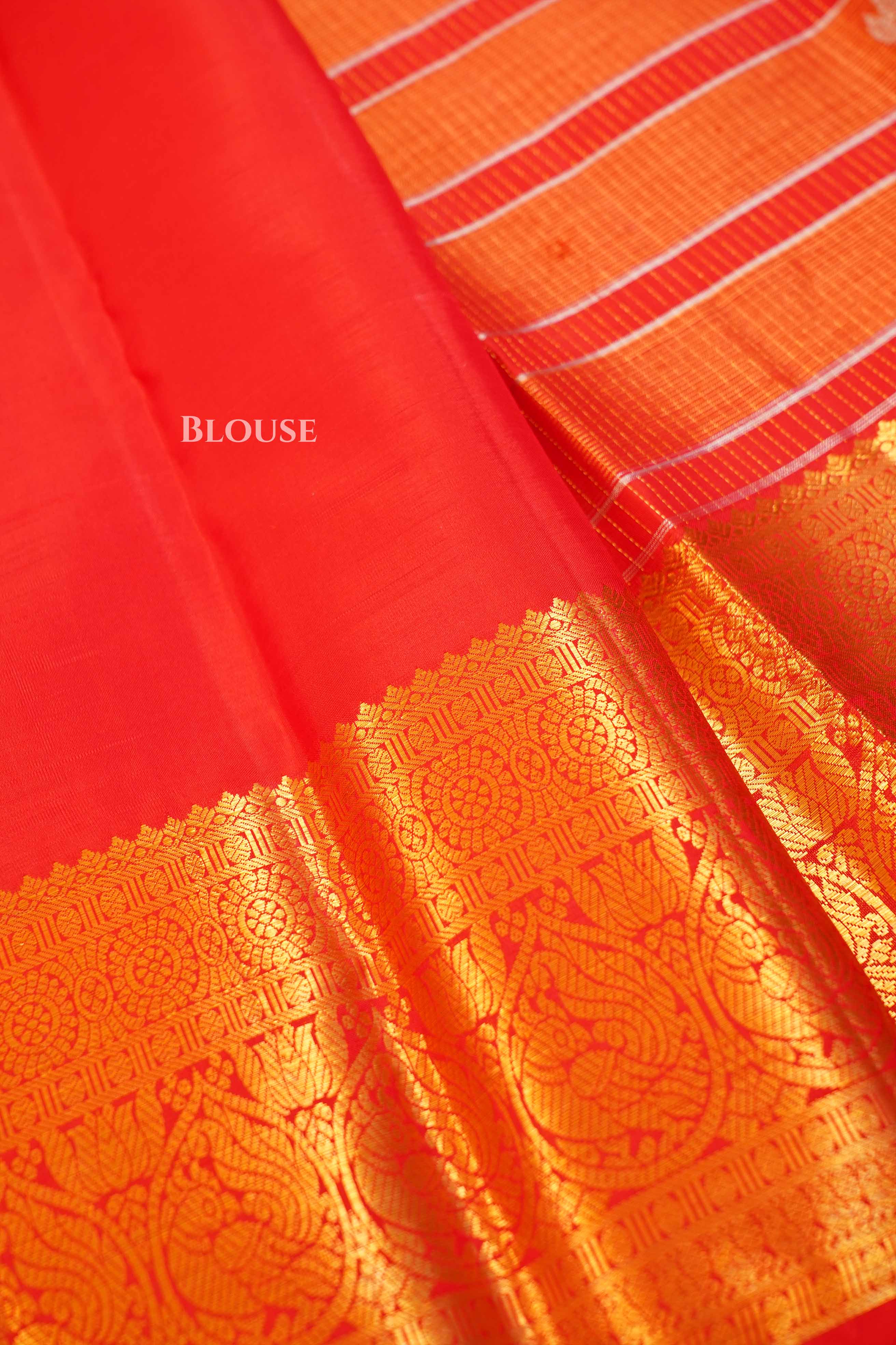Red Payadi Long Border Pure Kanchivaram Silk Saree