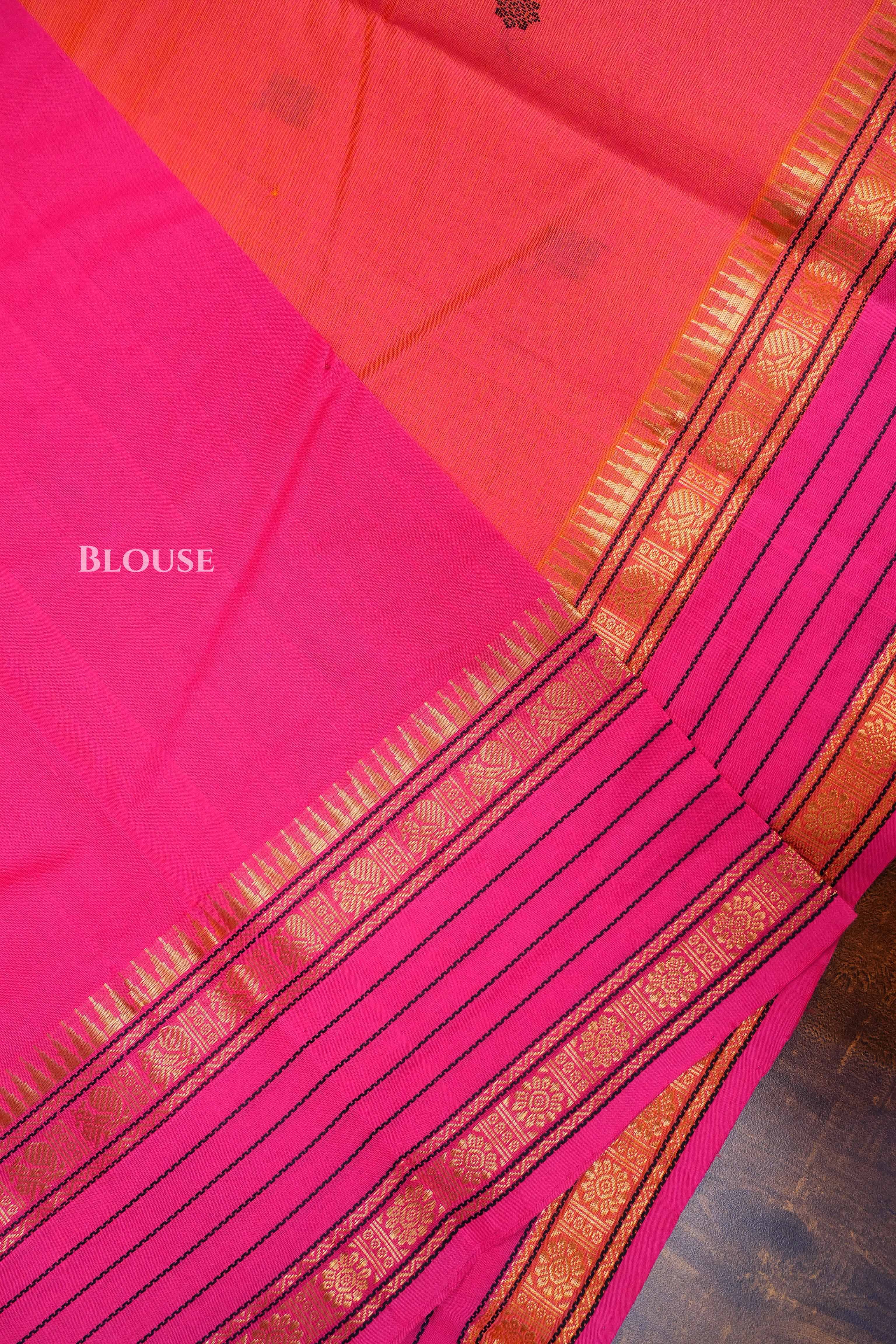 Peach Orange With Pink Budget Silk Cotton Saree
