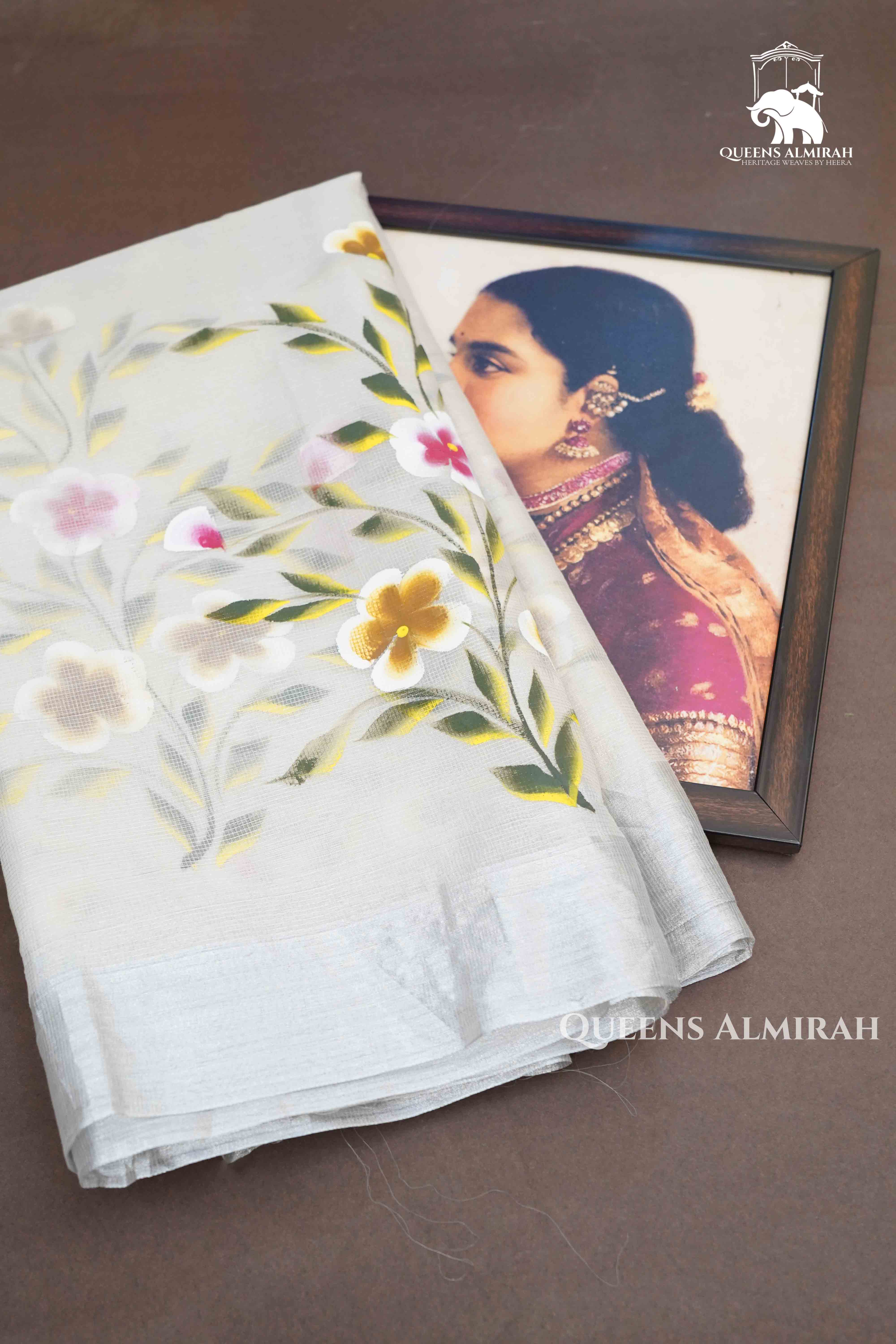 SILVER KOTA TISSUE SAREE . - Queens Jewel Emporium