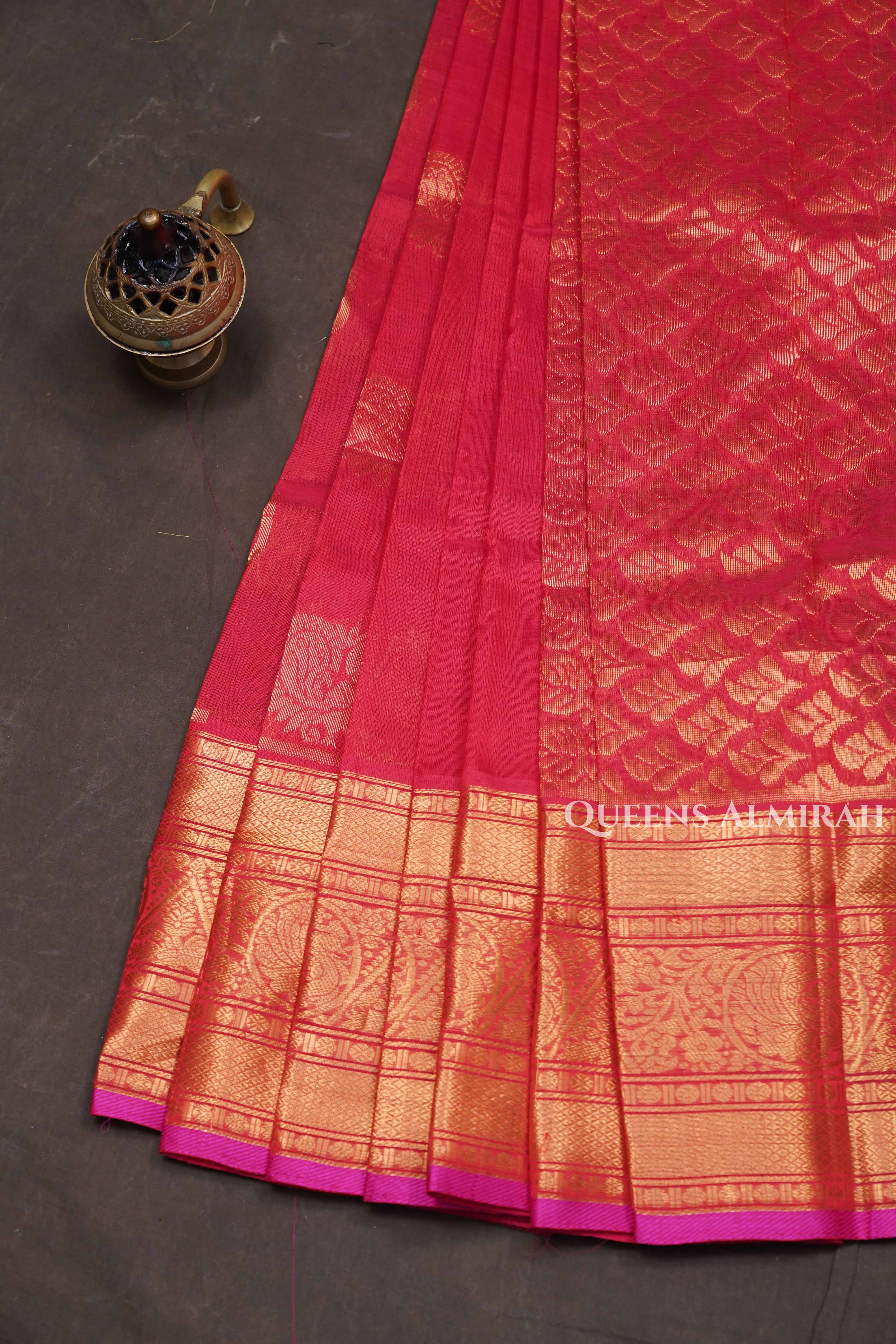 Ruby Red Pure Silk Cotton Saree