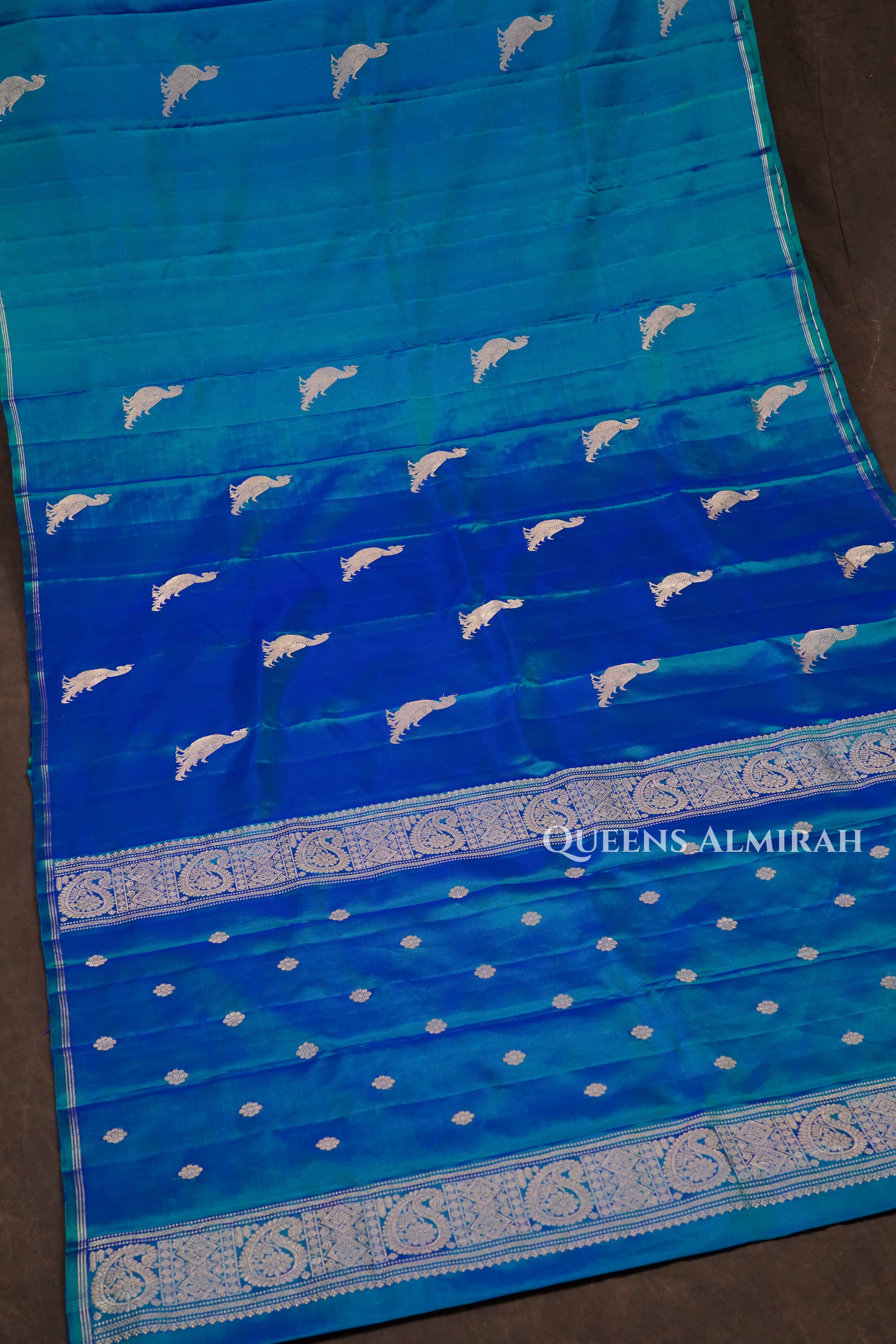 Peacock Blue Pure Kanchivaram Silk Saree