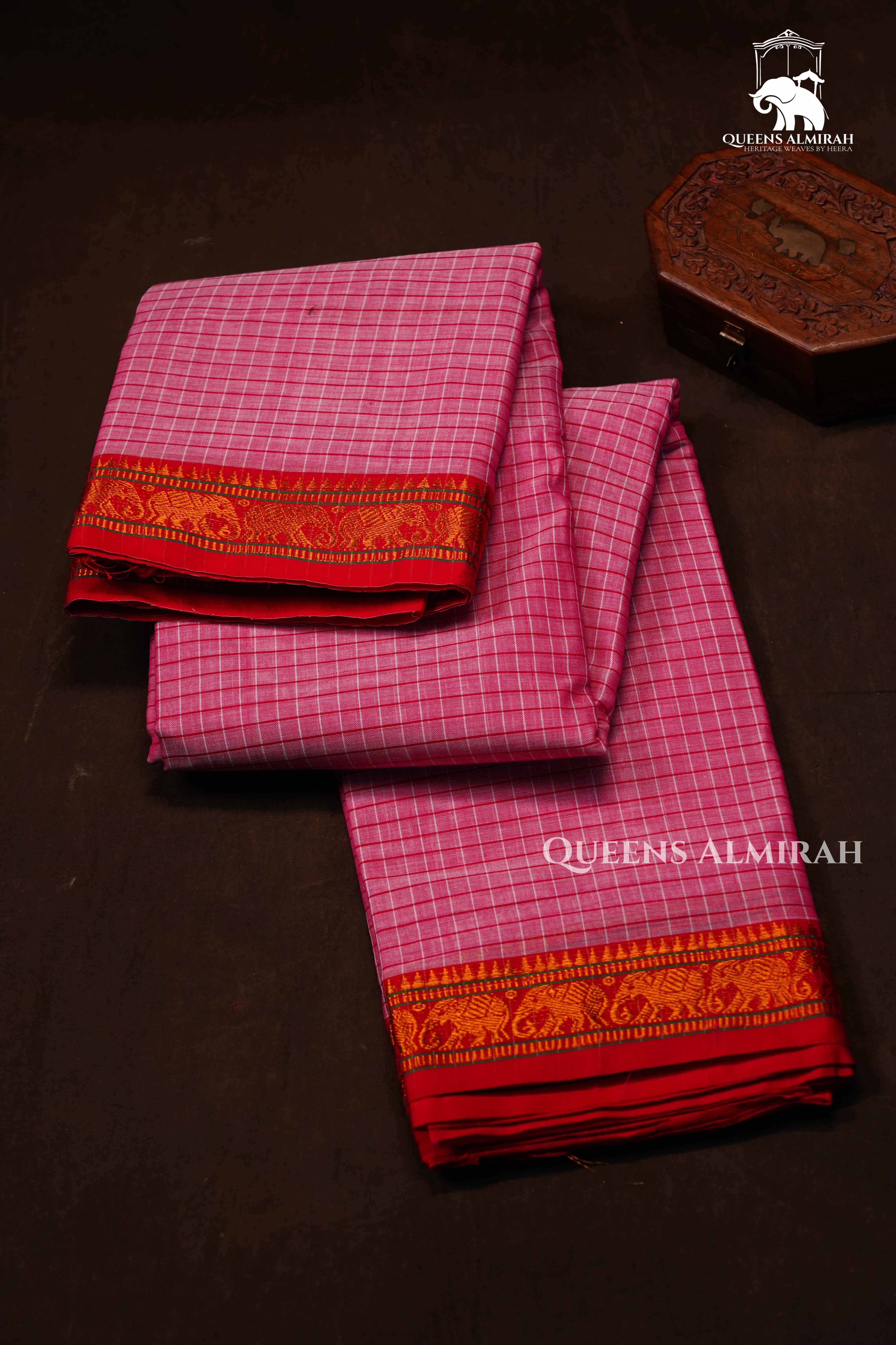 Cranberry Pink Narayanpet Cotton Saree