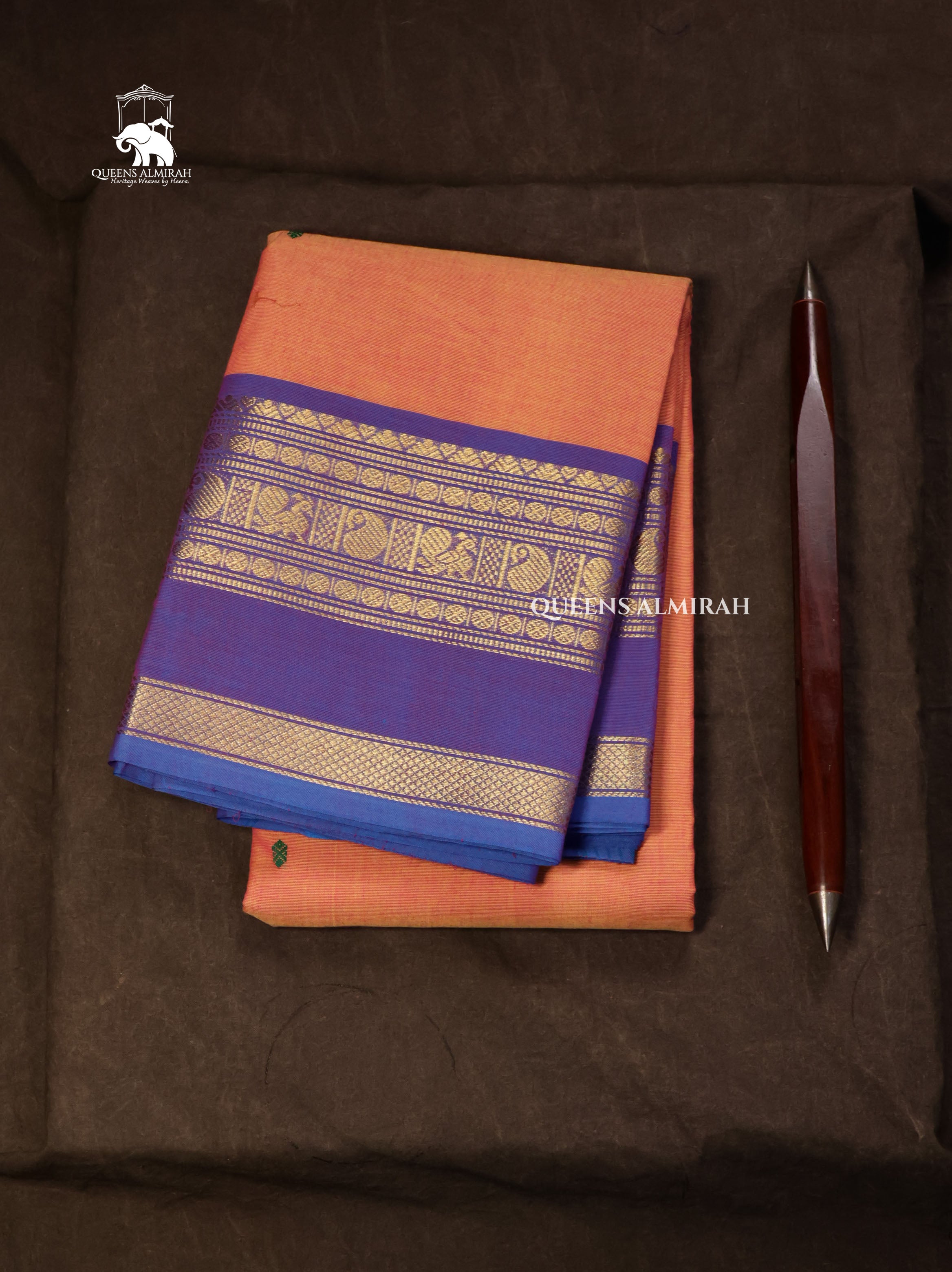 Light Orange With Purple Kanchi Cotton Saree