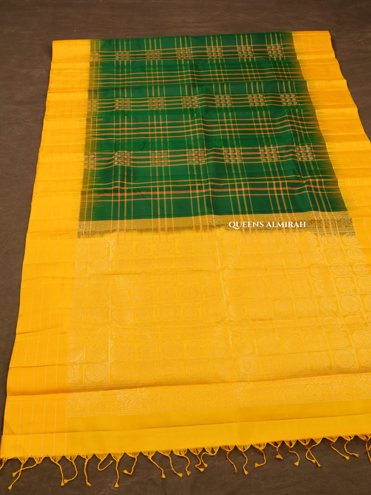 Green With Yellow Pure Kanchivaram Silk Saree