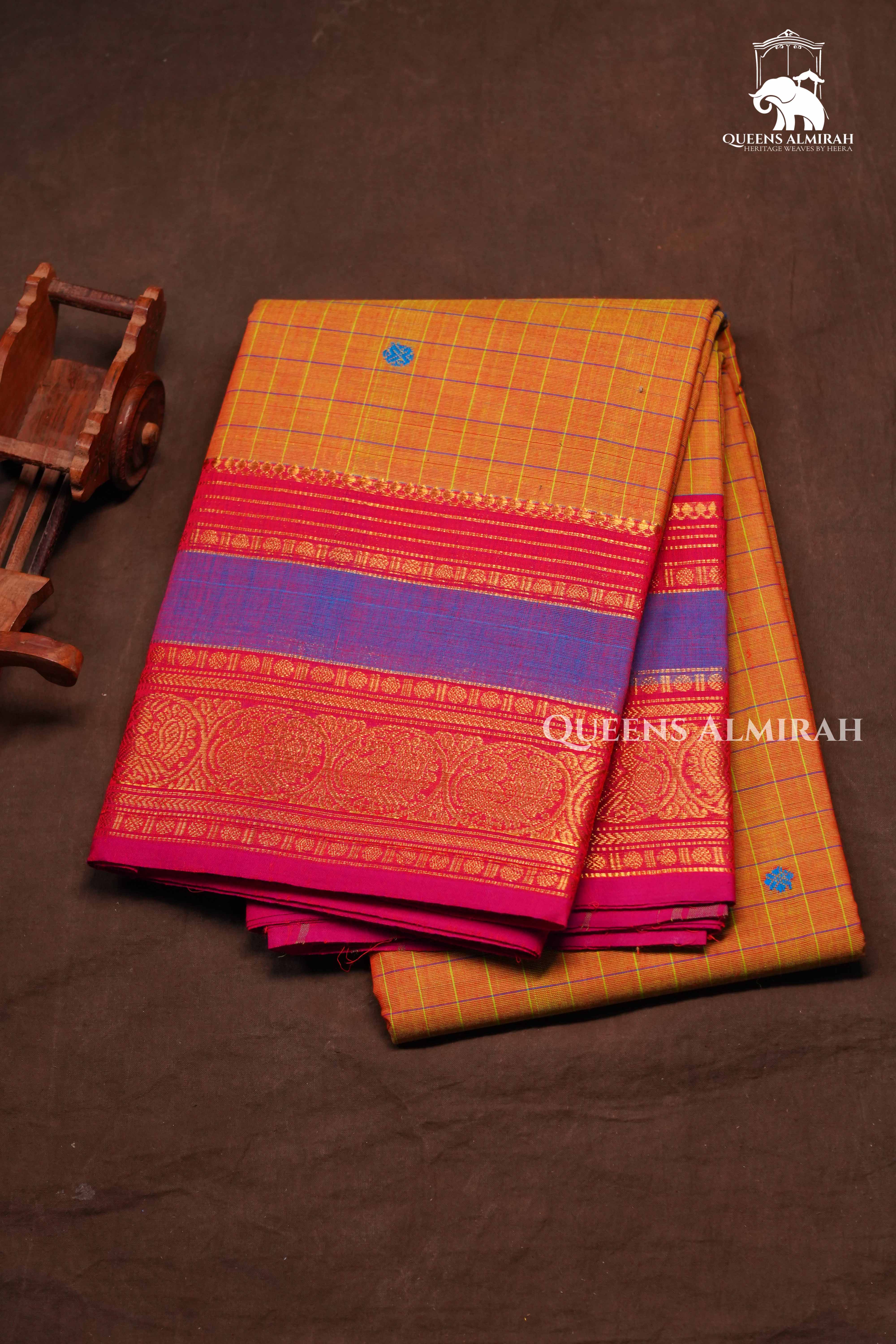 Pumpkin Orange Kanchi Cotton Saree