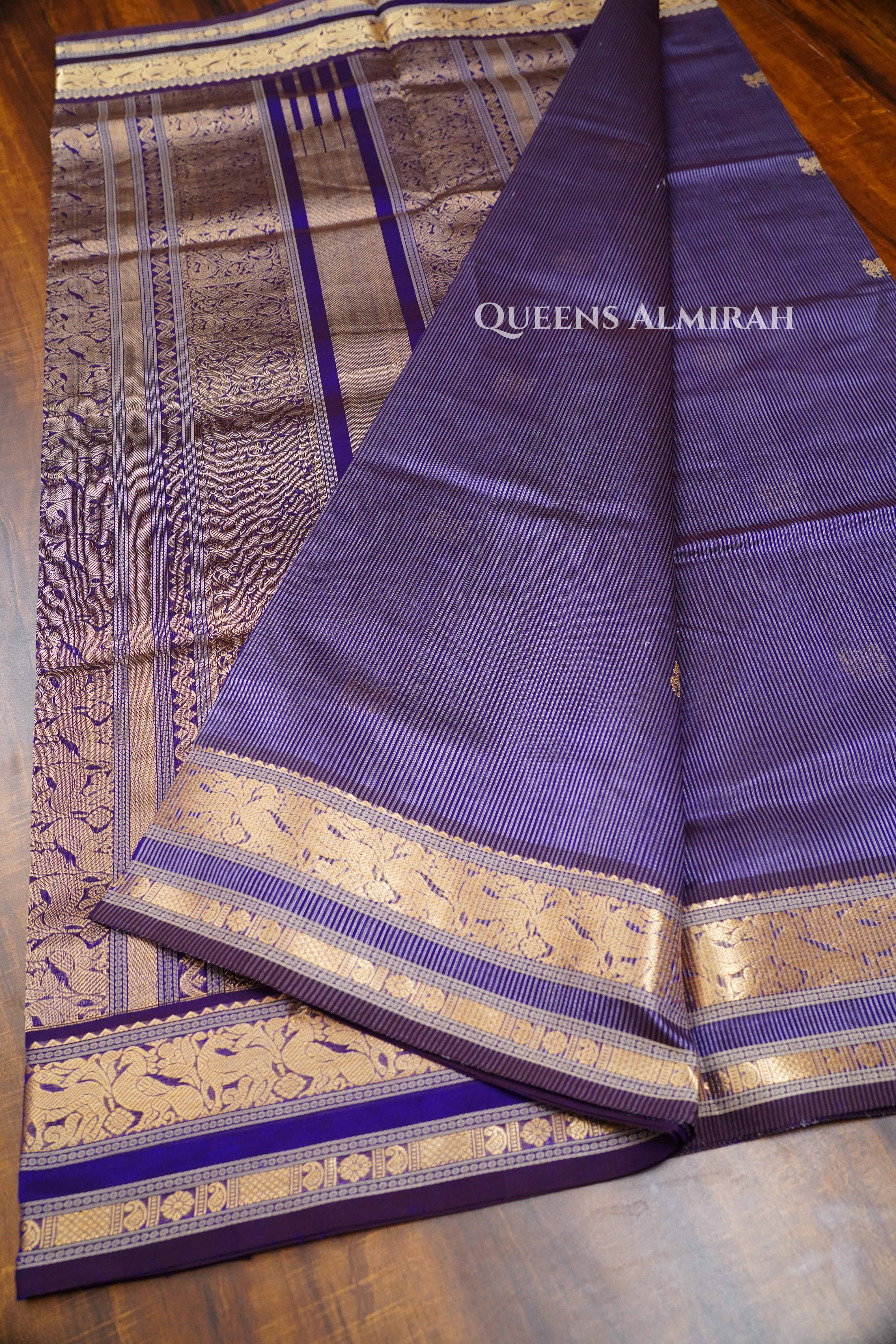 Dusky Purple Karaikudi Chettinad Silk Cotton Saree