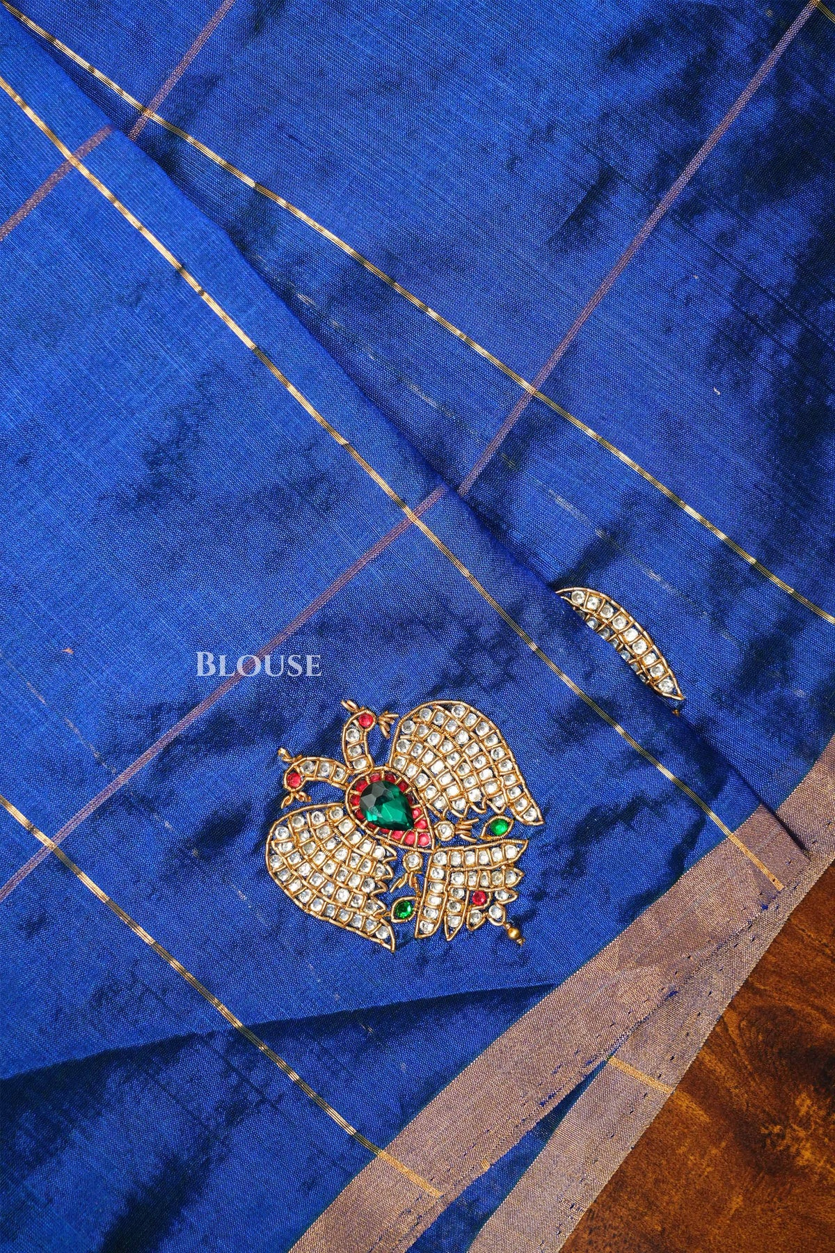 Ms Blue Ganda Berunda Chanderi Silk Saree