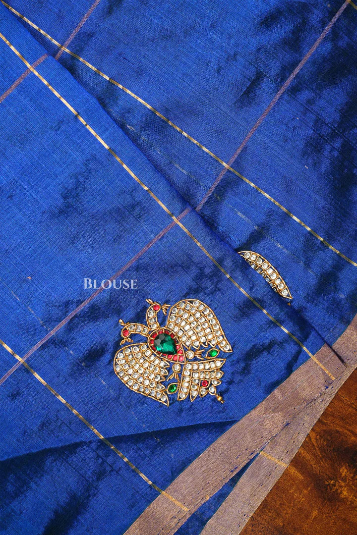 Blue Ganda Berunda Chanderi Silk Saree