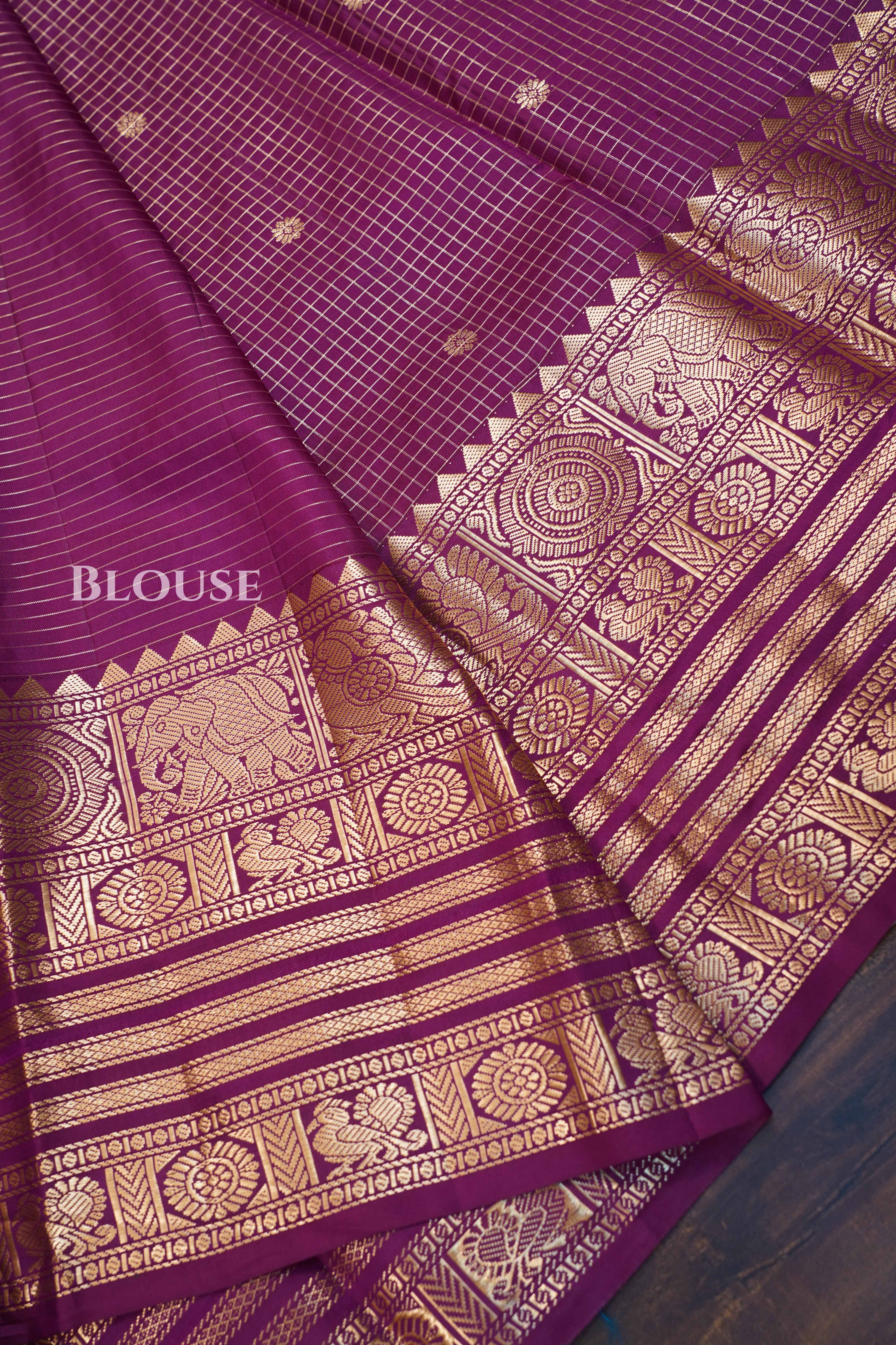 Vadamalli Purple Vintage Pure Kanchivaram Silk Saree