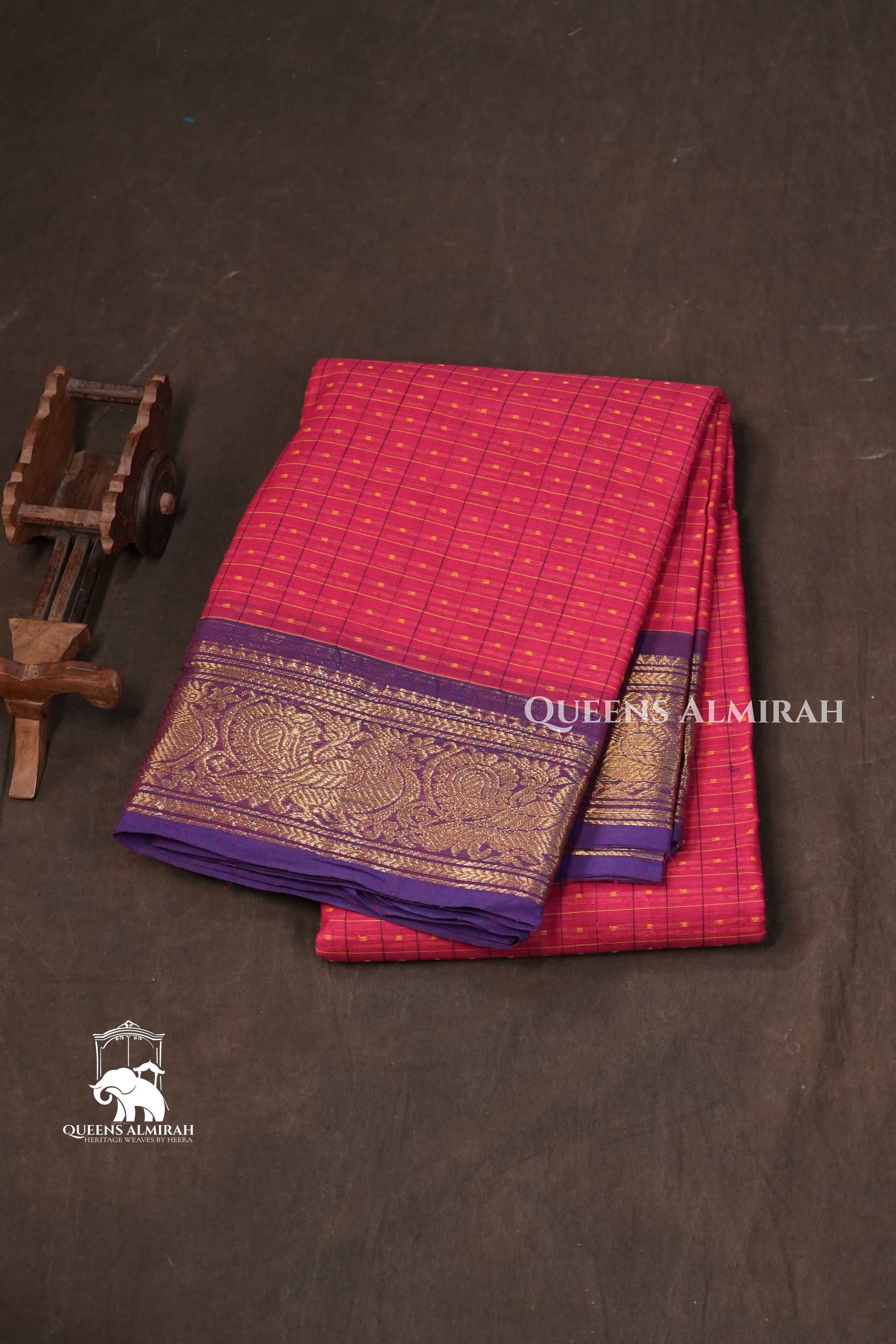 Magenta Pink With Purple Kanchi Cotton Saree