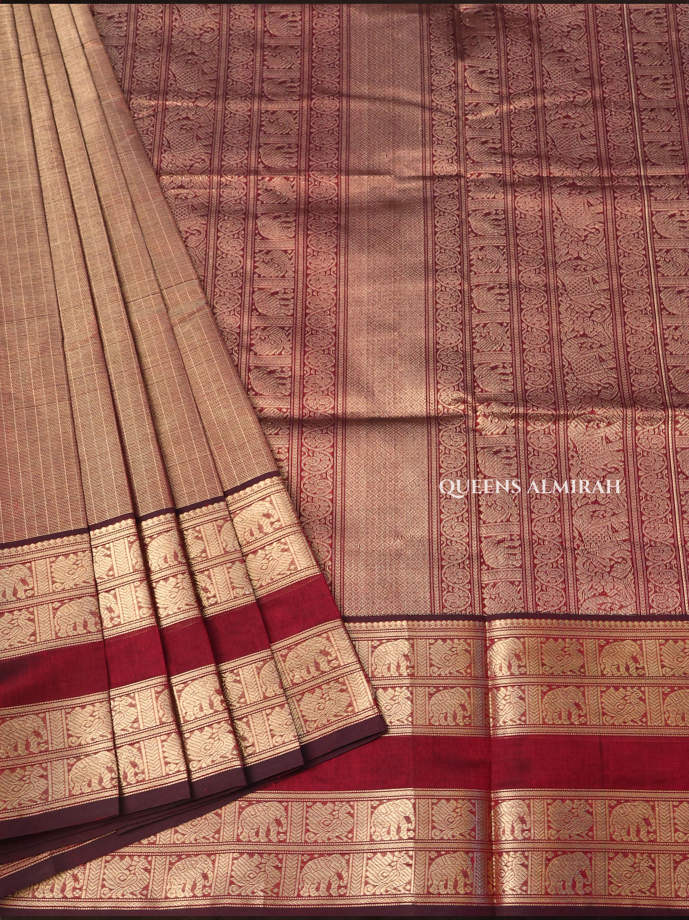 Maroon With Golden Chettinad Silk Cotton Saree