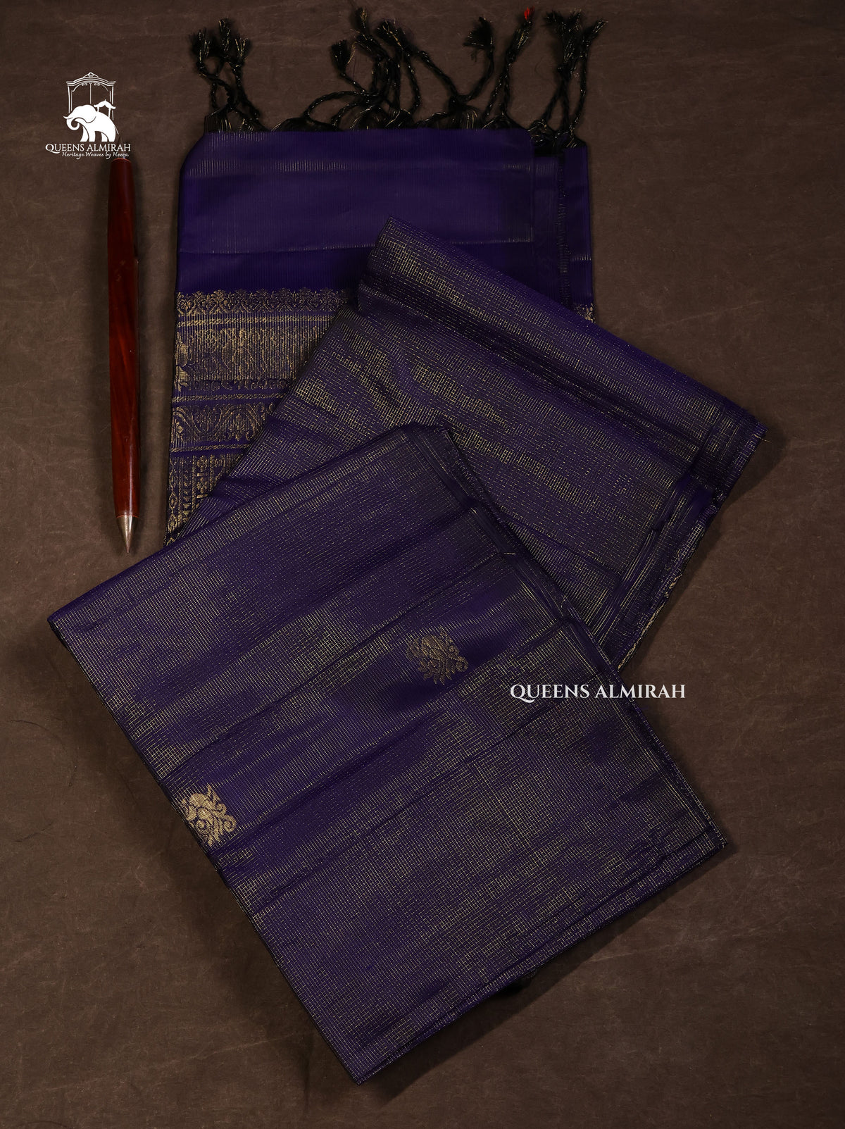 Dark Navy Blue Pure Soft Silk Saree