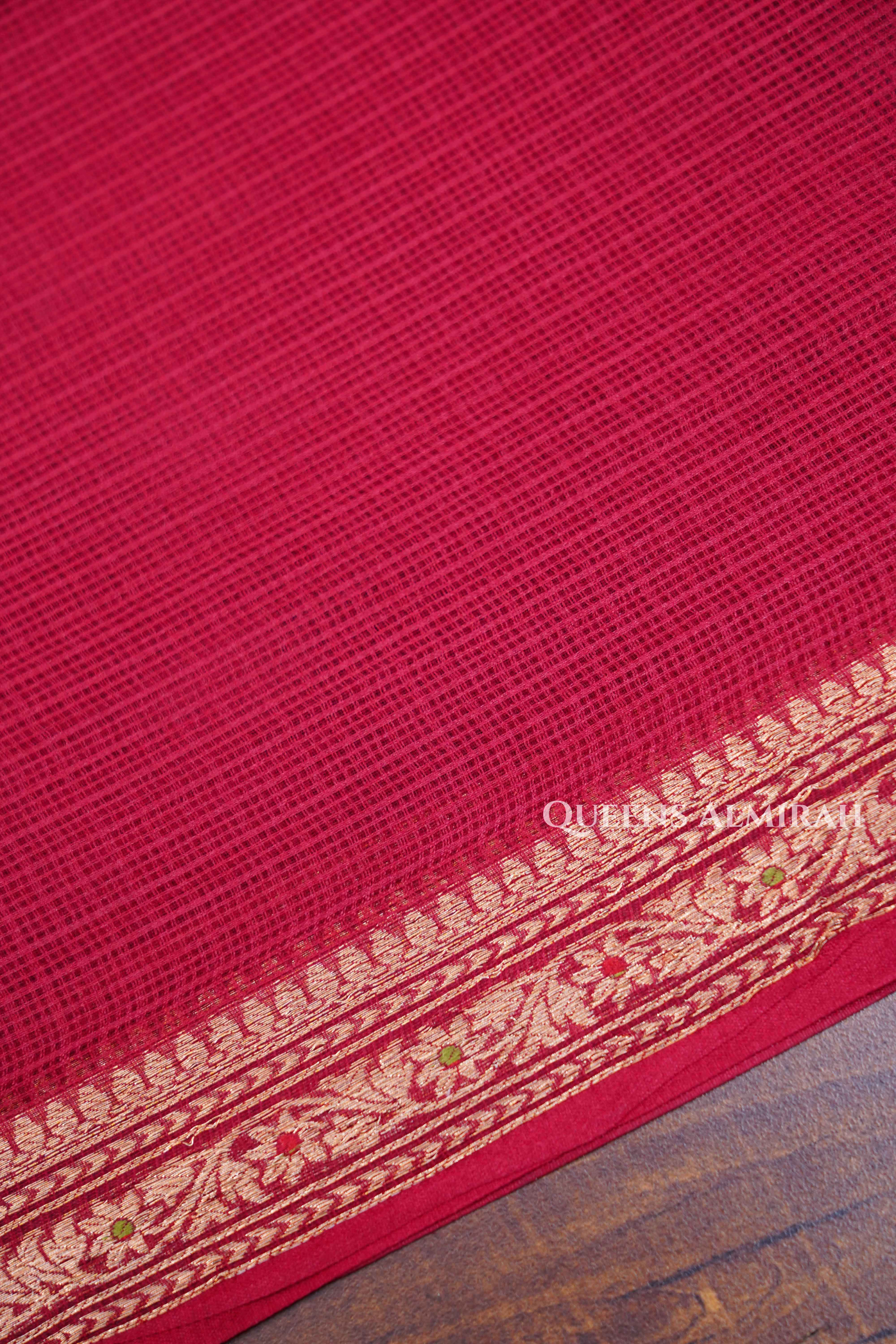 Maroon Pure Kota Silk Saree
