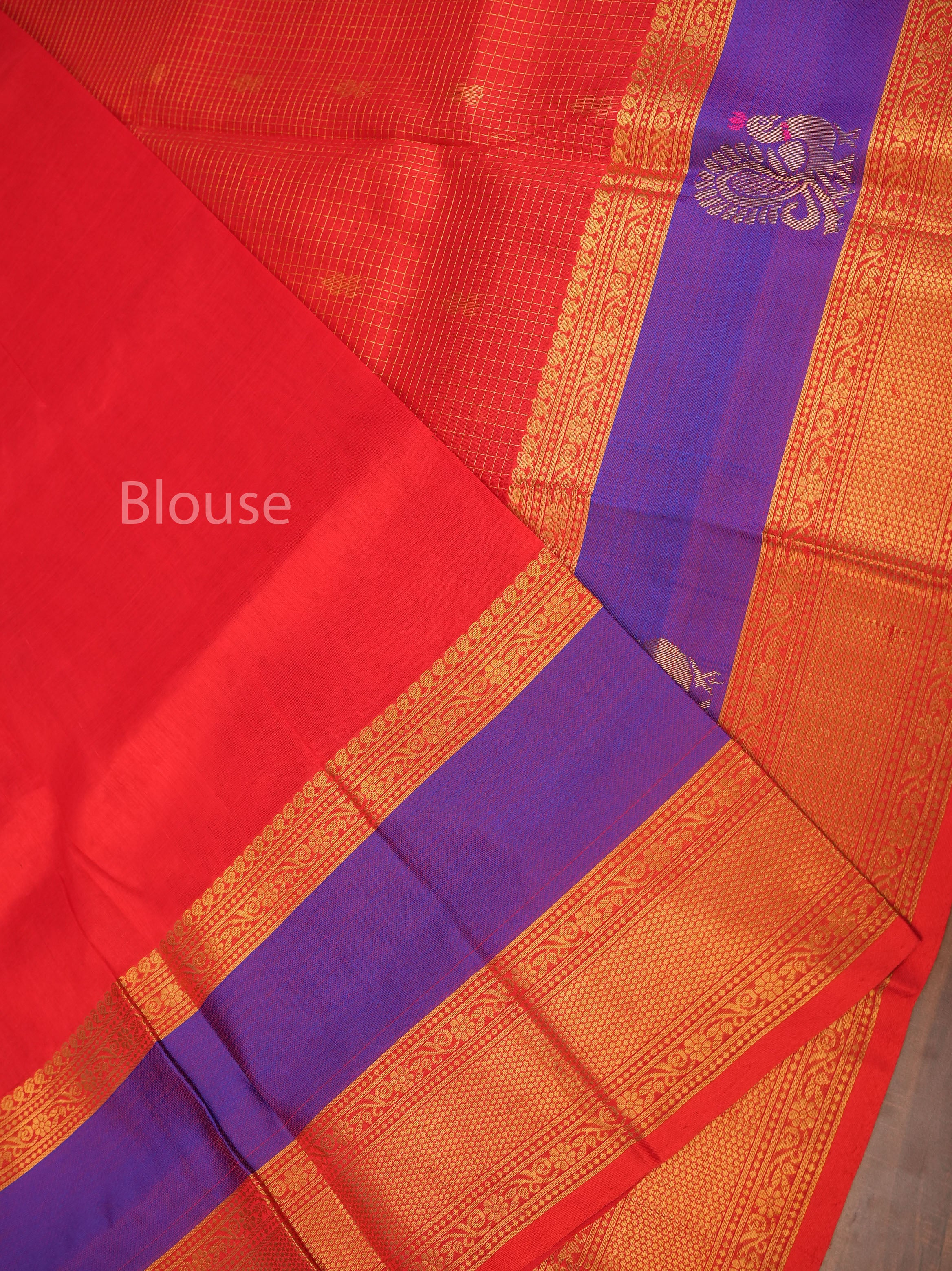 Red With Purple Pure Silk Cotton Saree