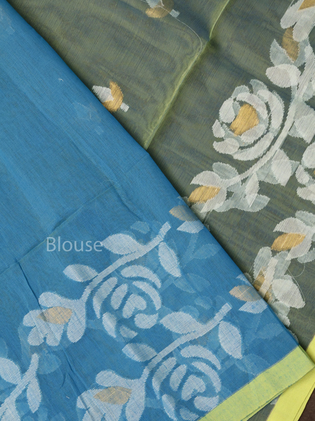 Blue Muslin Jamdani Saree