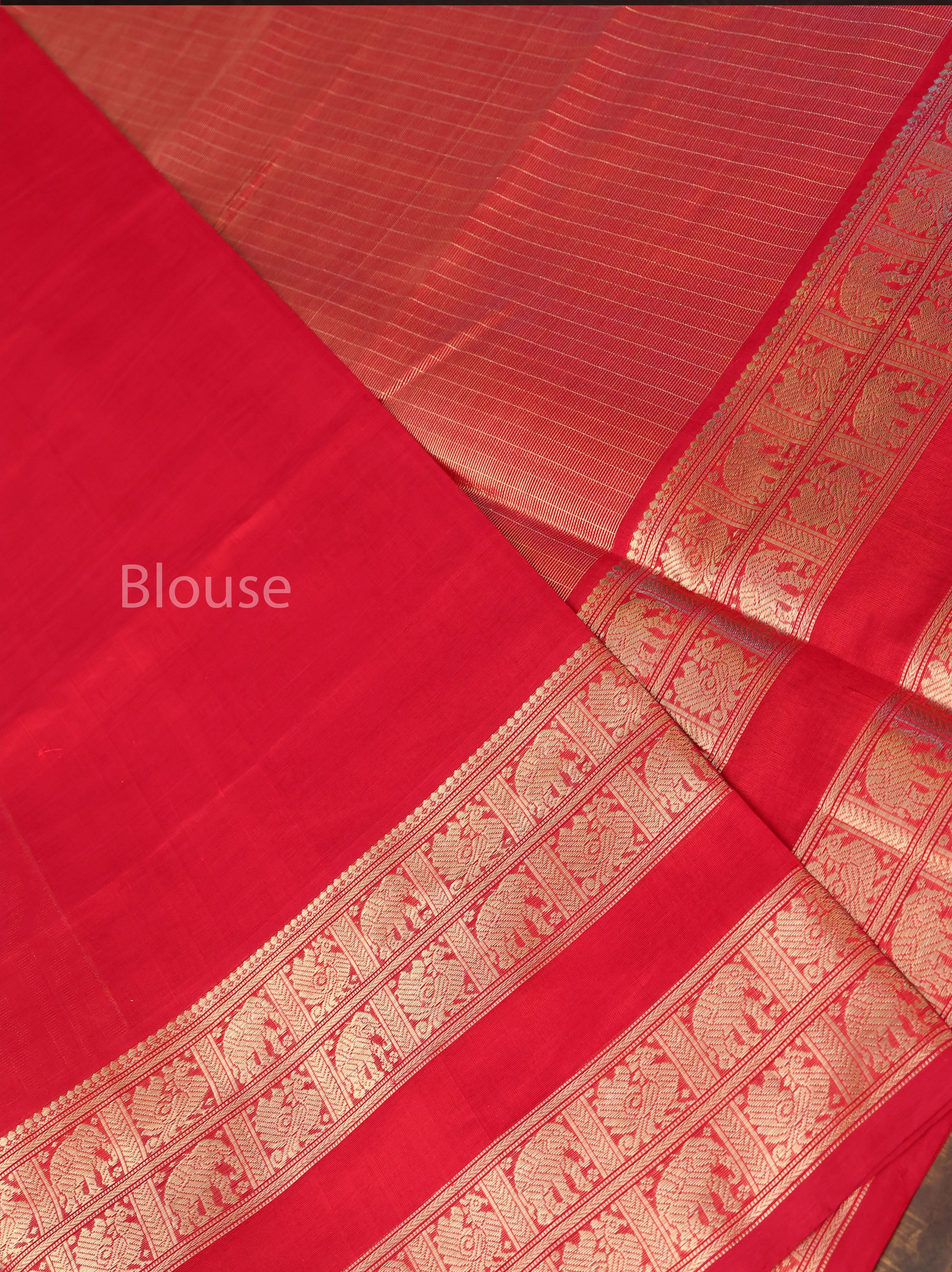 Golden With Red Chettinad Silk Cotton Saree