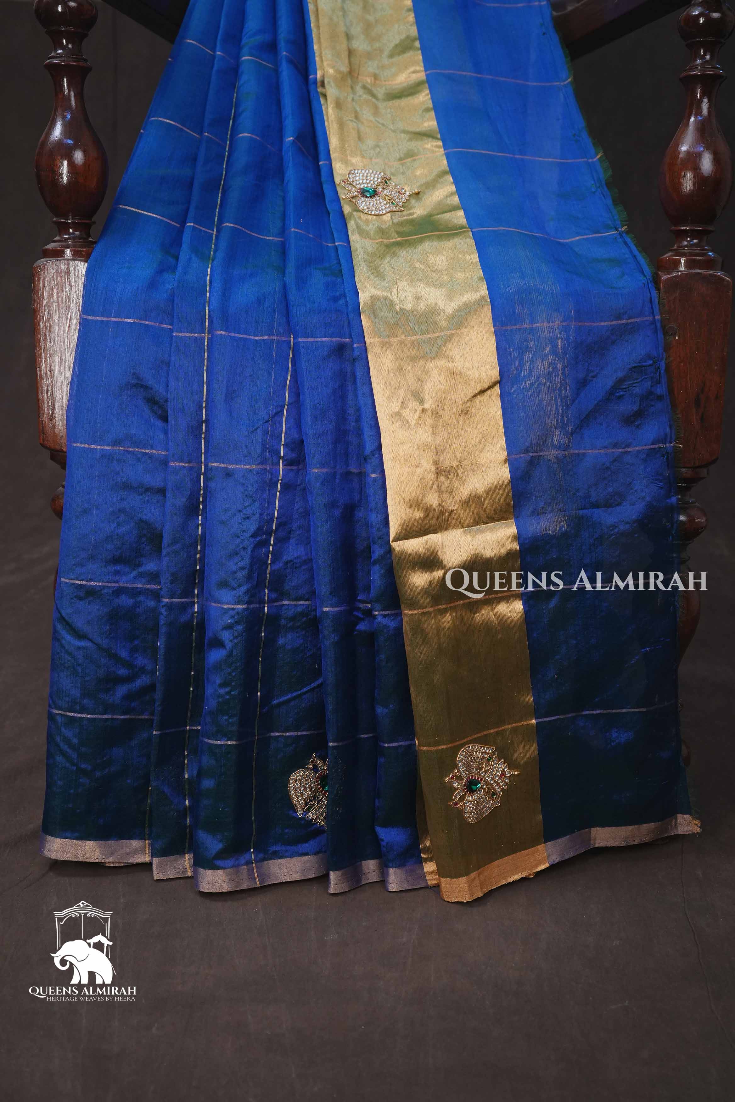 Ms Blue Ganda Berunda Chanderi Silk Saree