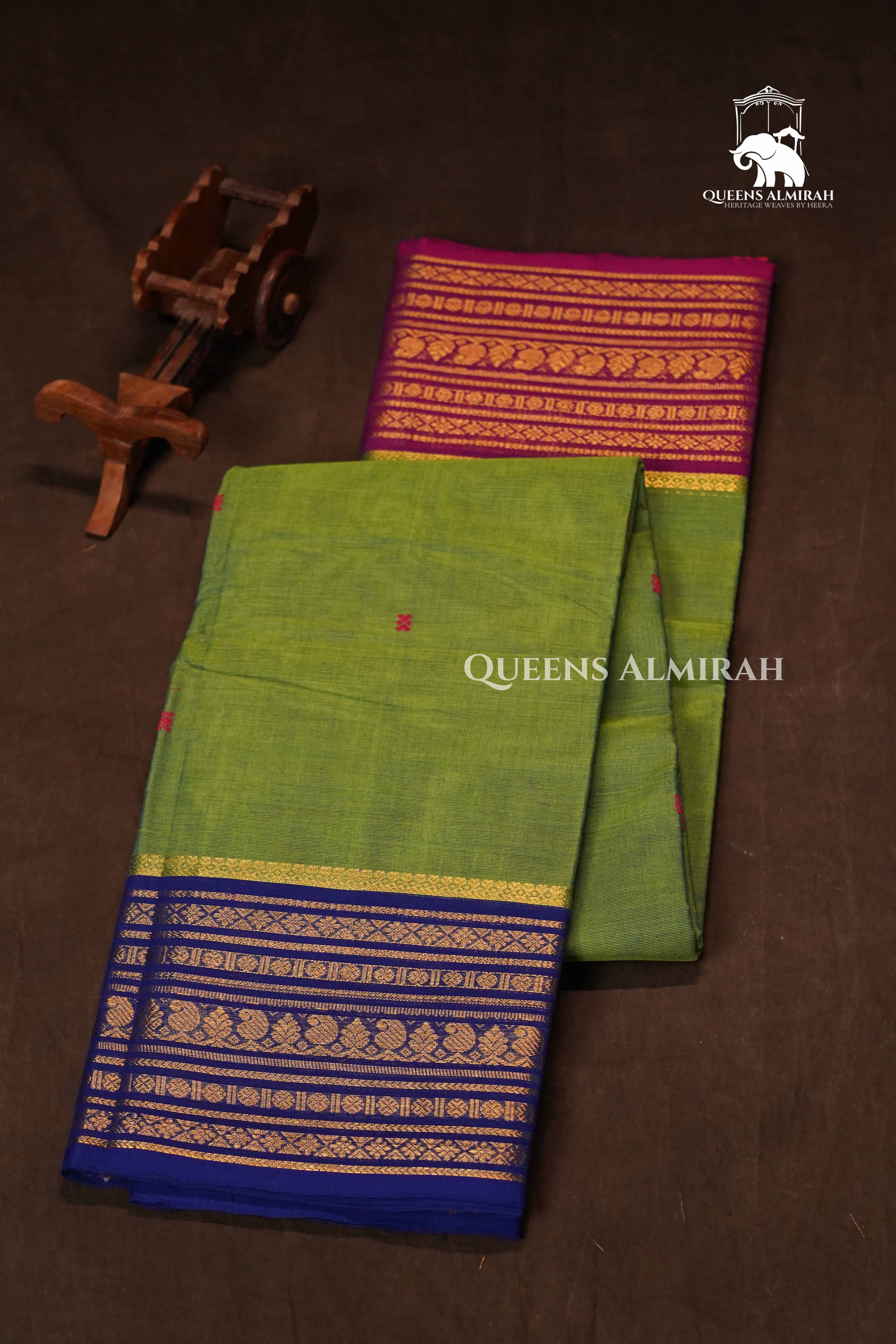 Green With Ganga Jamuna Border  Kanchi Cotton Saree