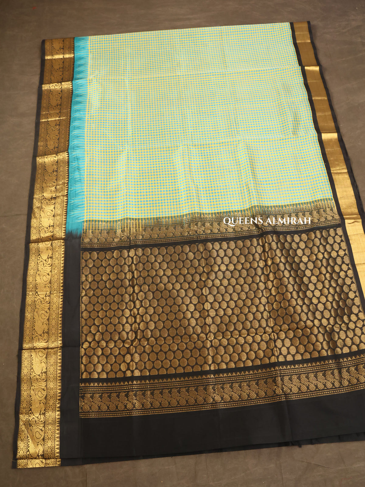 Blue With Yellow Pure Silk Cotton Saree