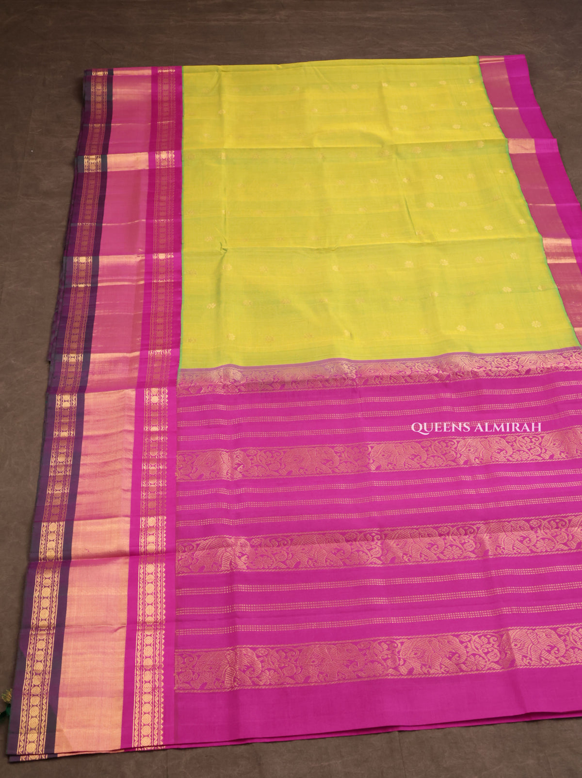 Parrot Green With Pink Pure Silk Cotton Saree