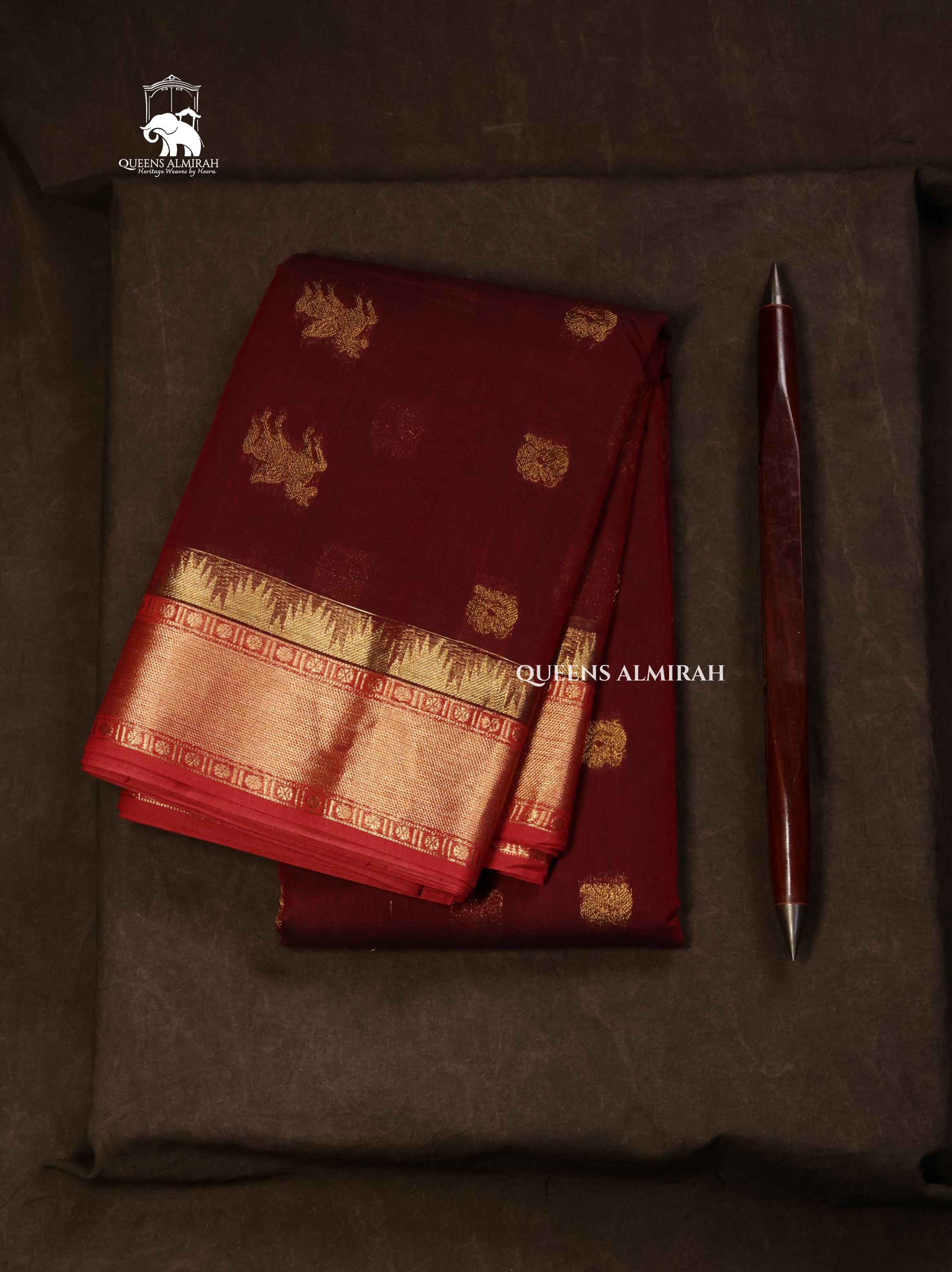 Maroon Kanchi Cotton Saree