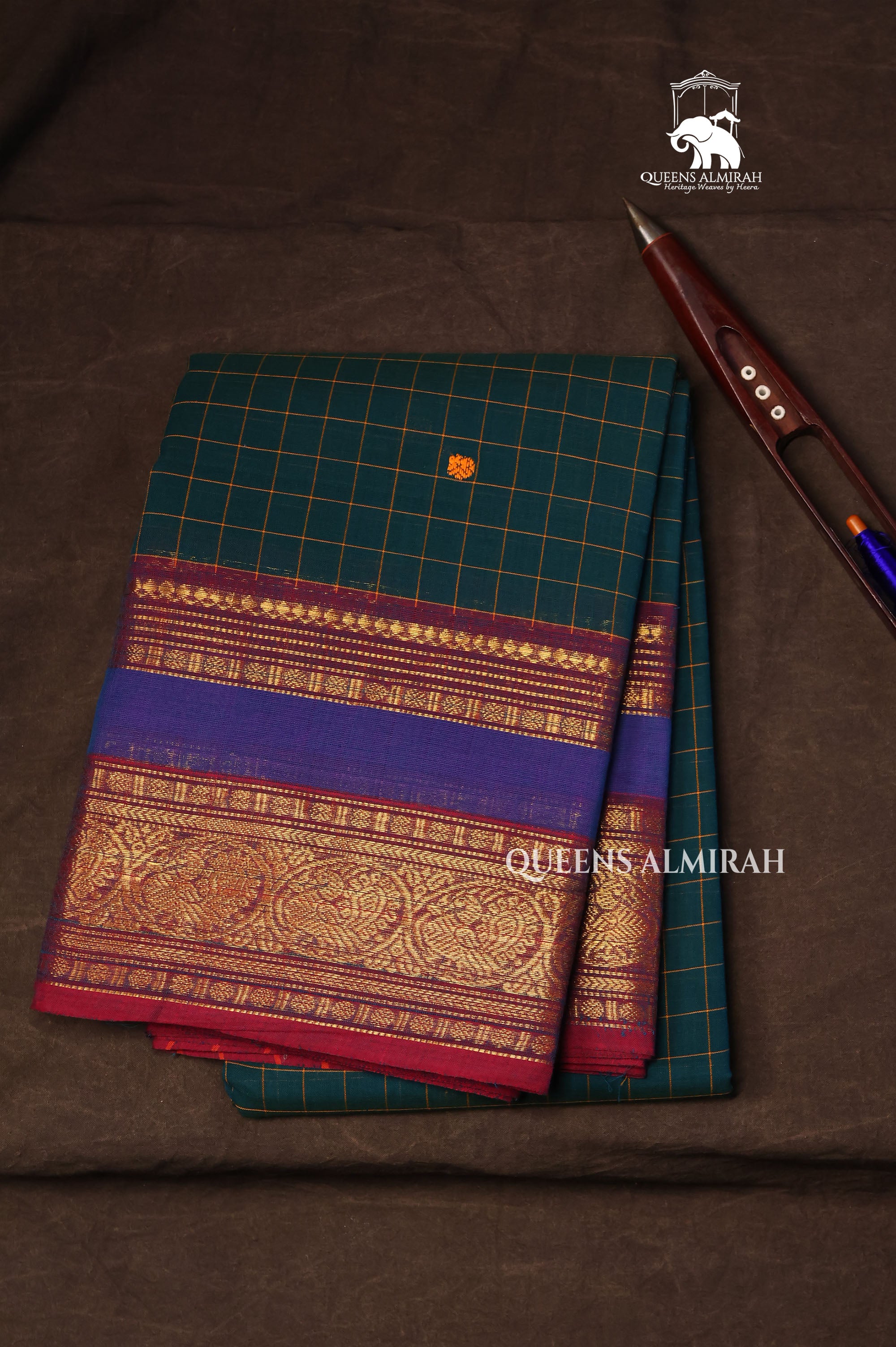 Peacock Blue Kanchi Cotton Saree