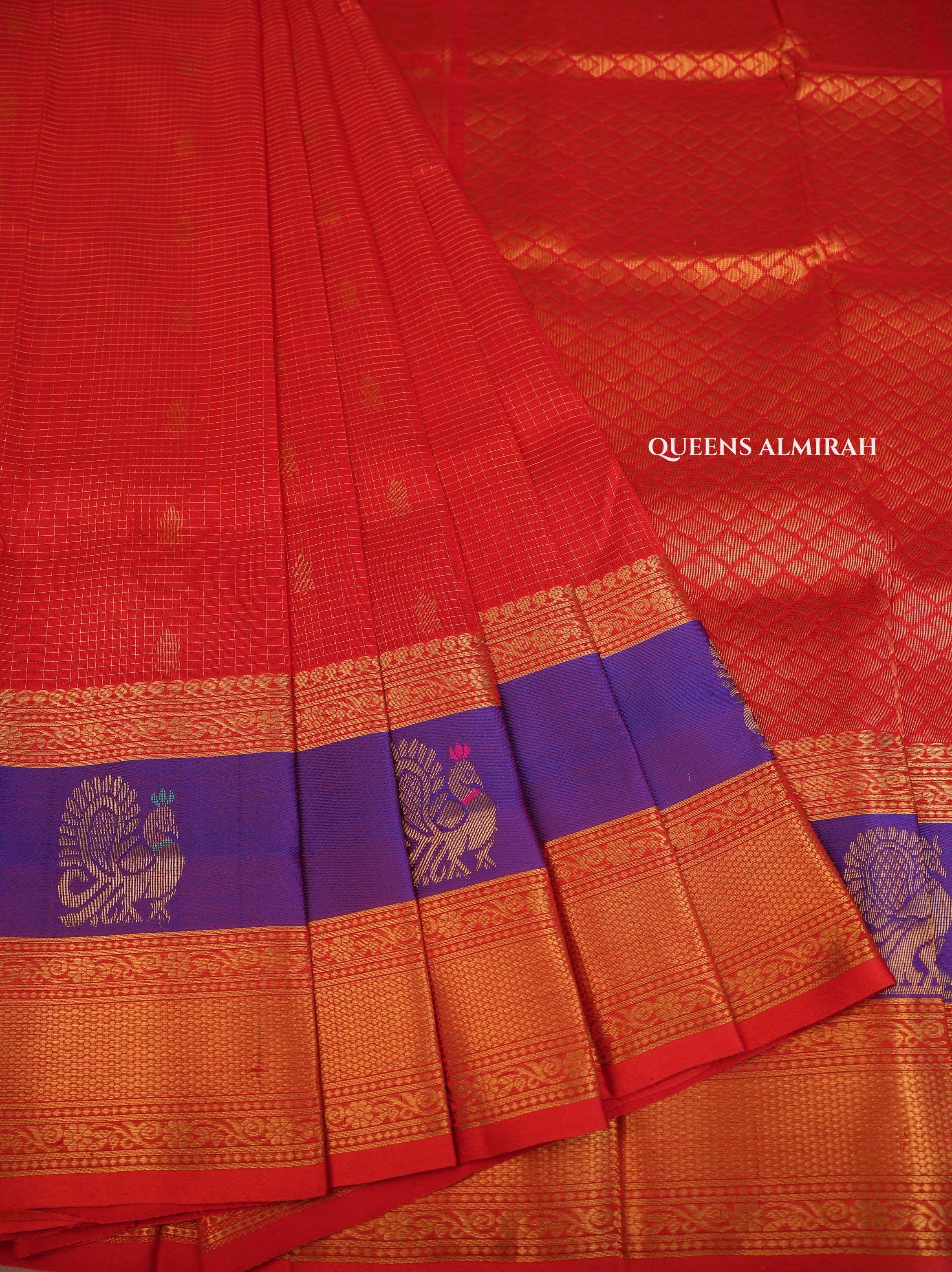 Red With Purple Pure Silk Cotton Saree