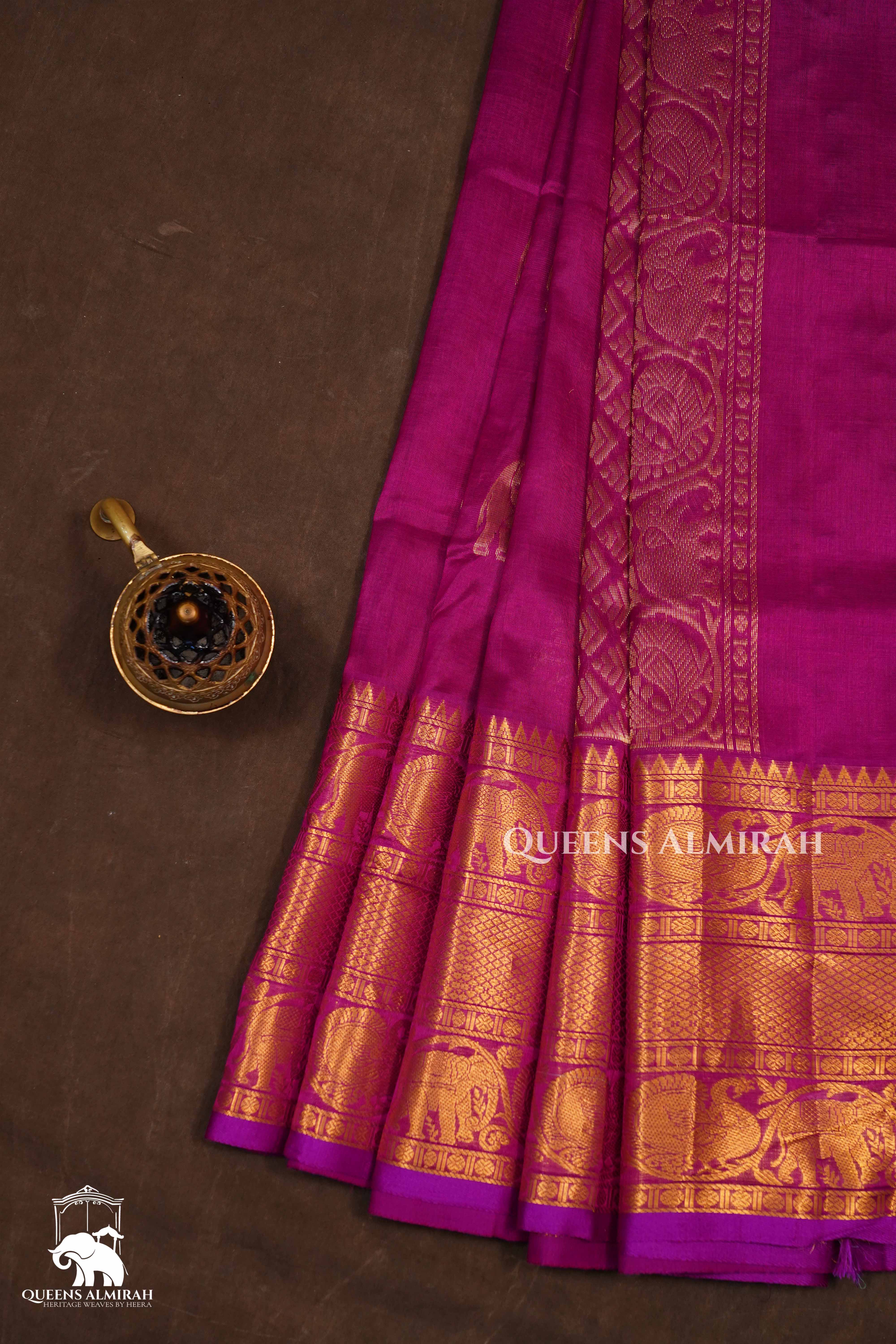 Purple Pure Kanchi Silk Cotton Saree