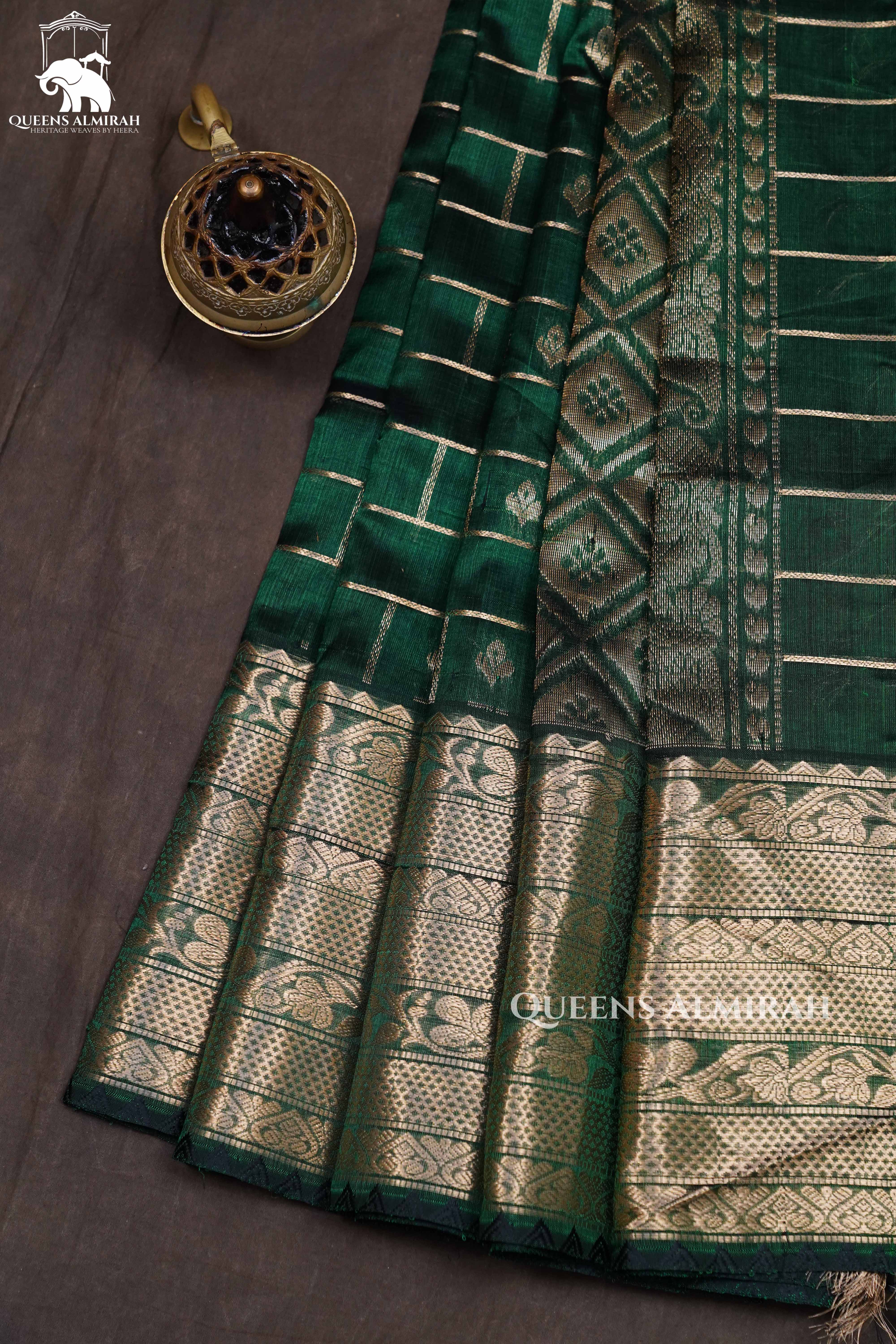 Dark Green Pure Silk Cotton Saree
