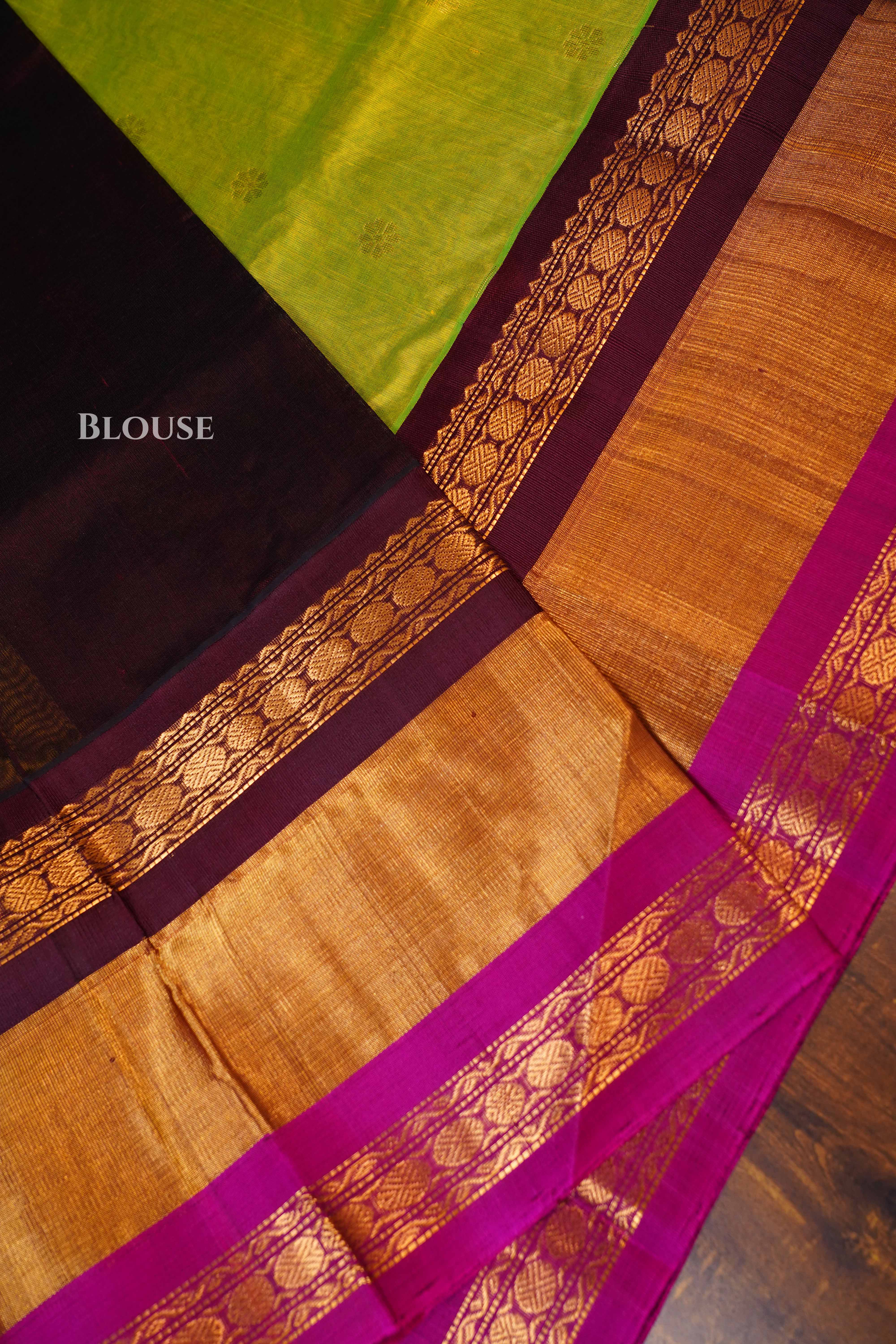 Olive Yellow Pure Kanchi Silk Cotton Saree