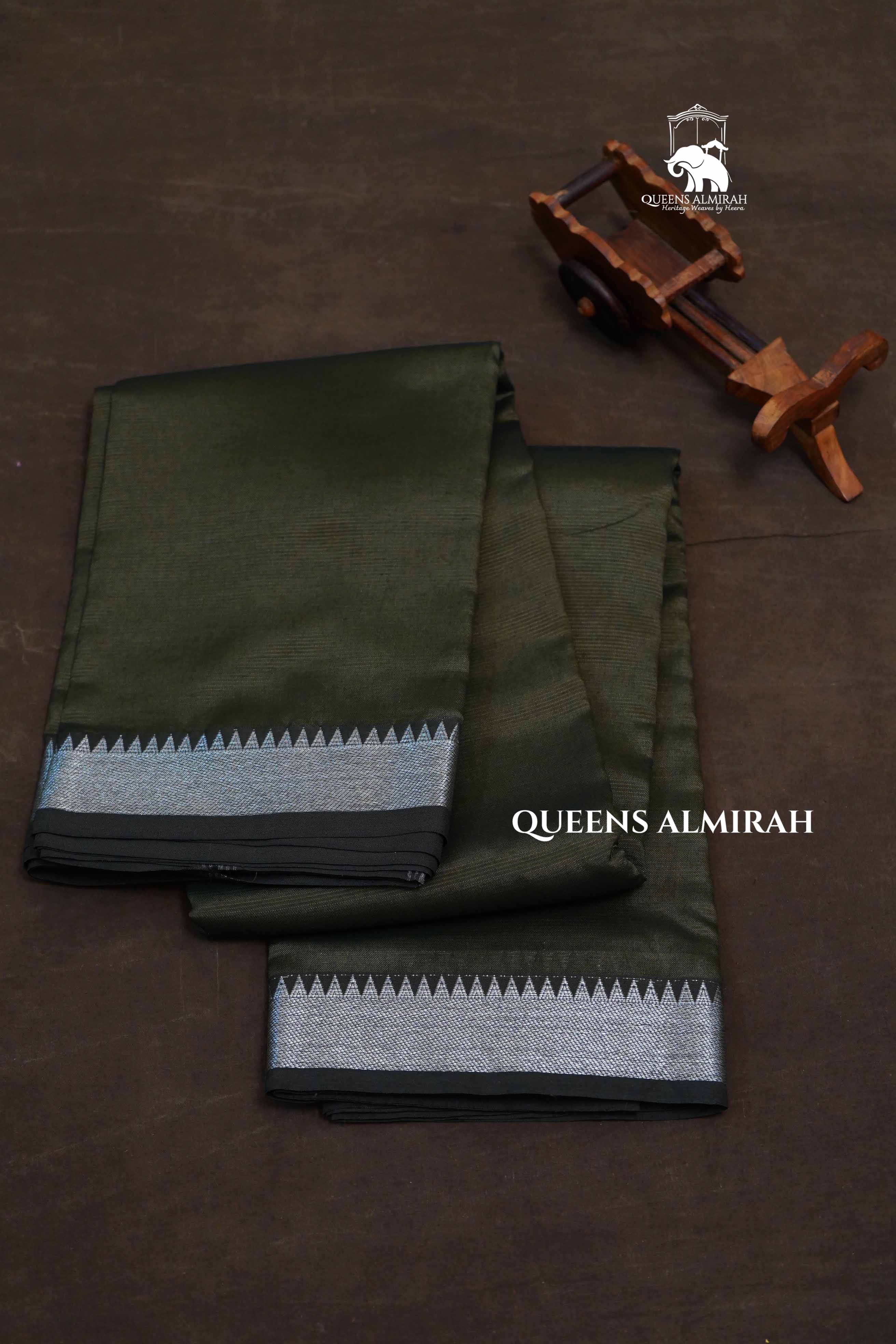 Dark Green Mangalgiri Saree