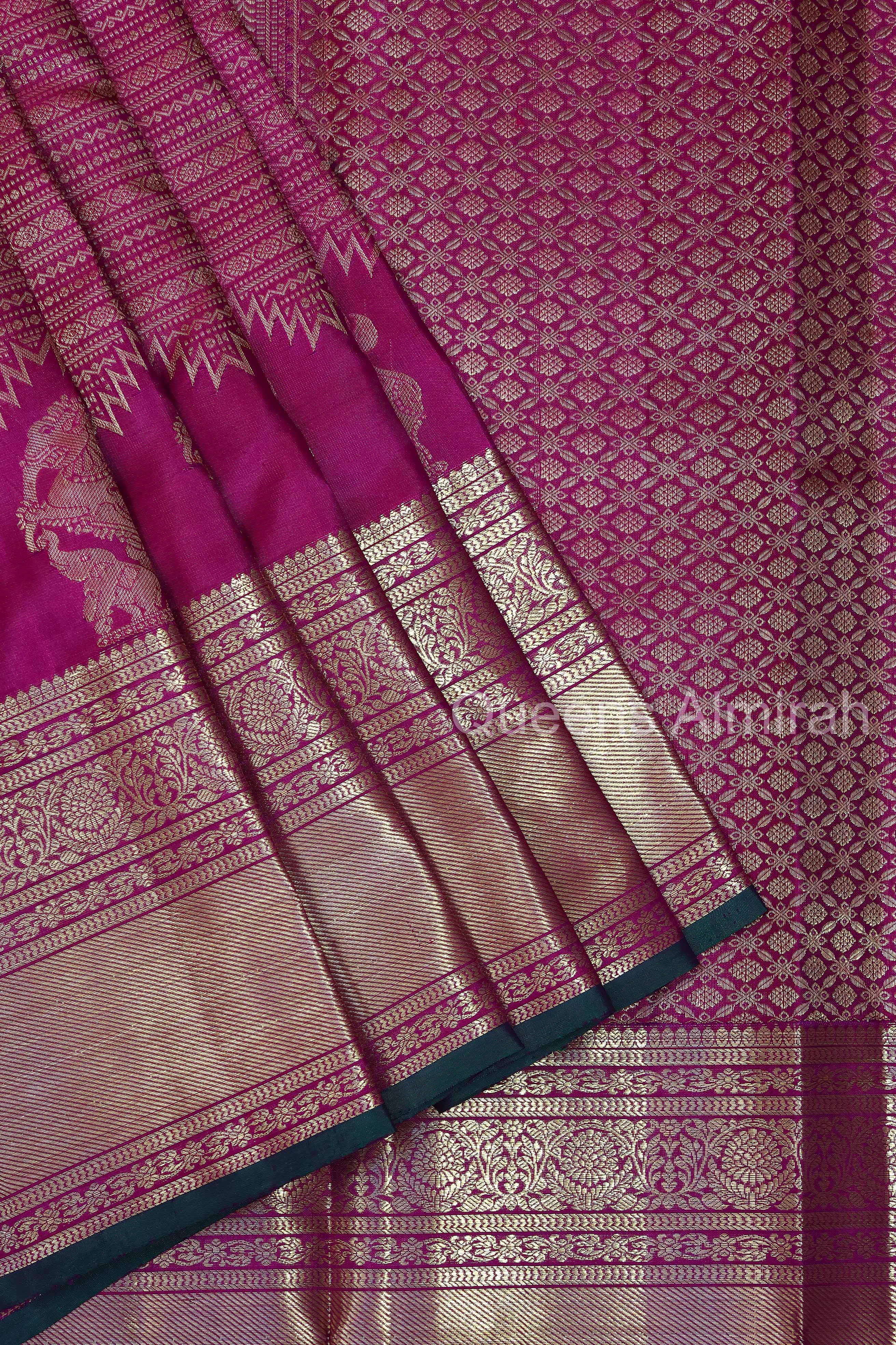 Magenta Pink Brocade Pure Kanchivaram Silk Saree