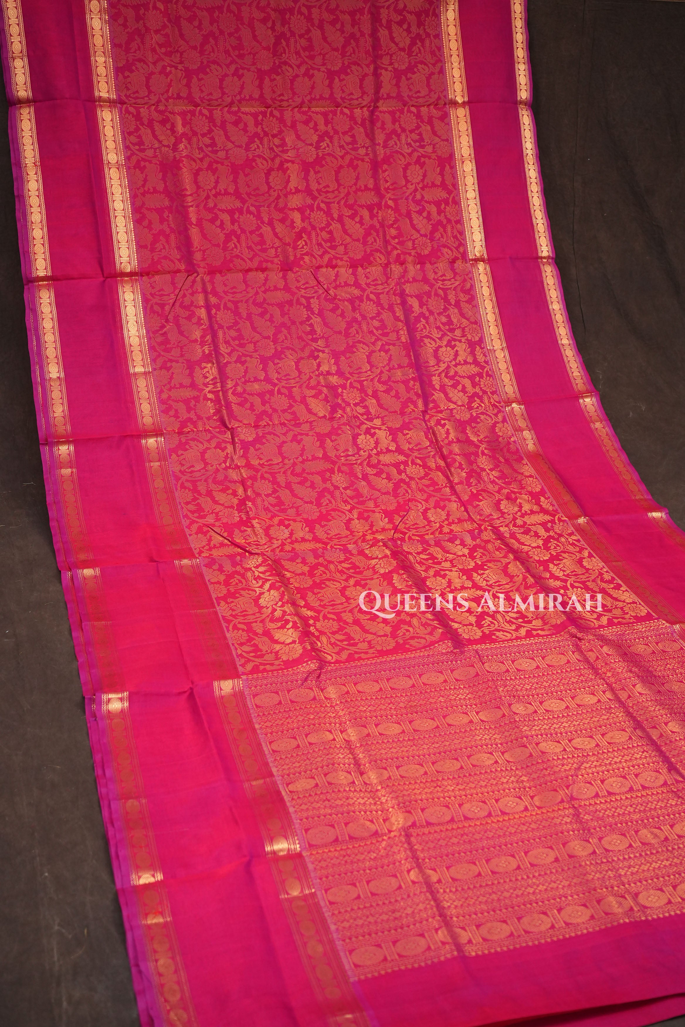 Rani Pink Vanasingaram Pure Kanchi Silk Cotton Saree