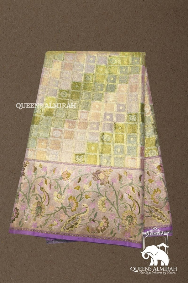 MULTI COLOR PASTEL  PURE KANCHIVARAM SILK SAREE - Queens Jewel Emporium