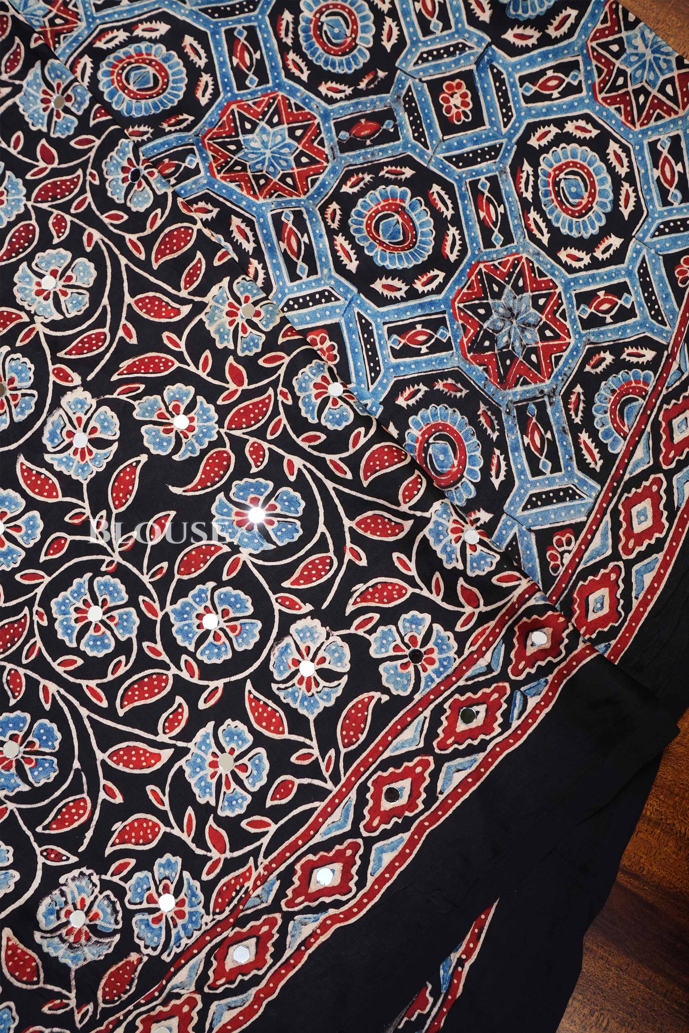 Black With Red Modal Silk Saree