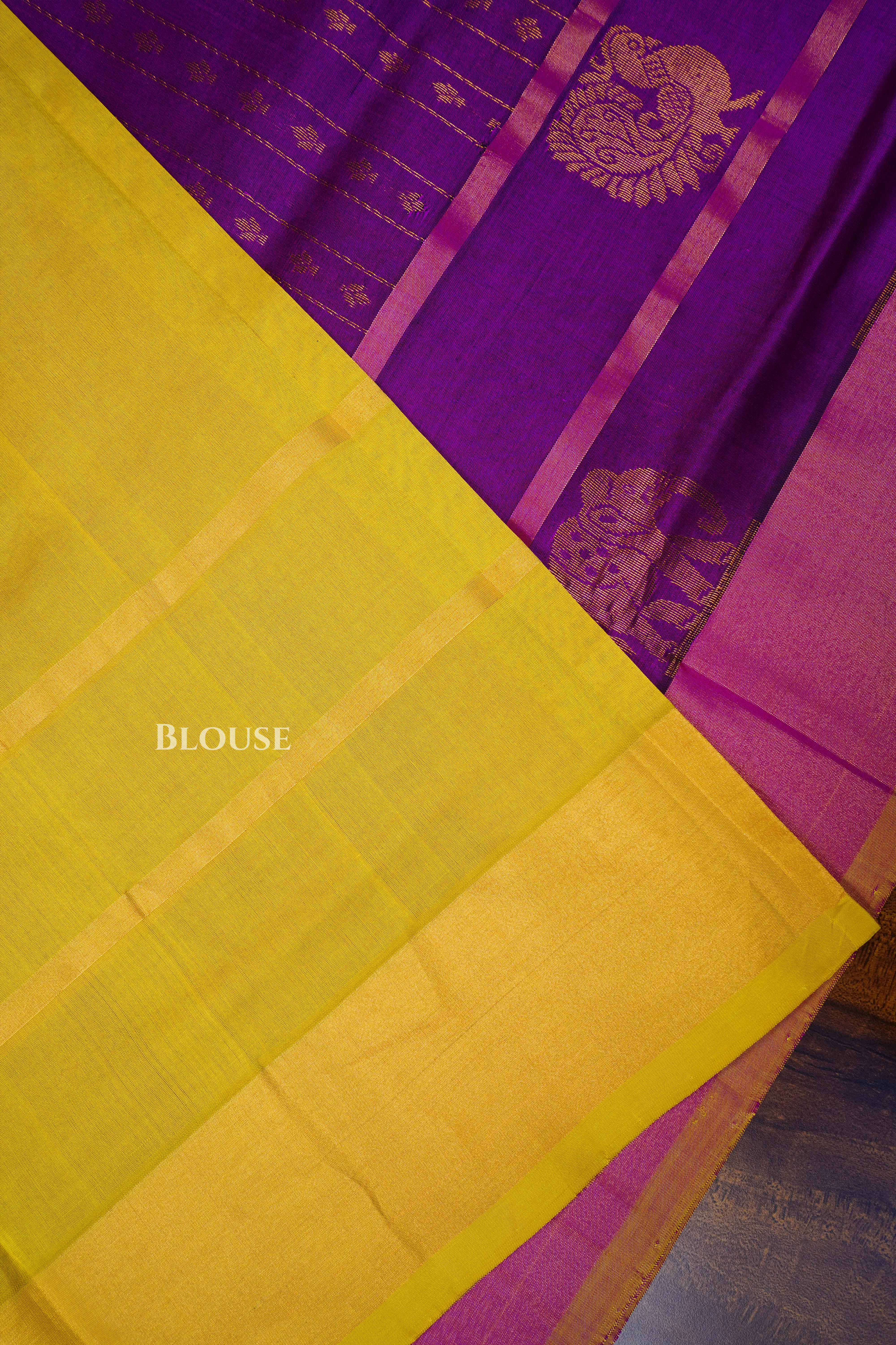 Vadamalli Purple With Yellow Budget Silk Cotton Saree