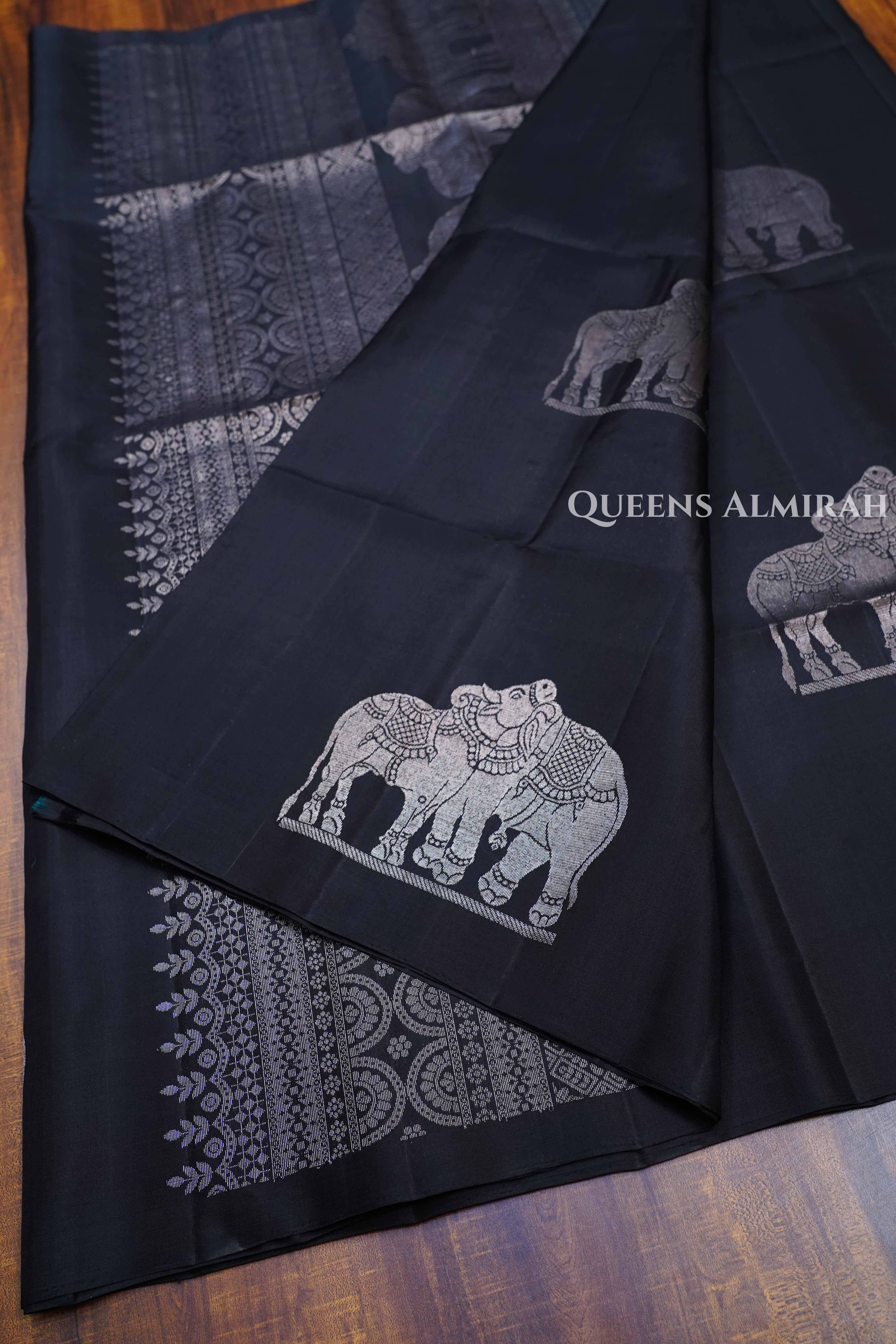 Black Pure Soft Silk Saree