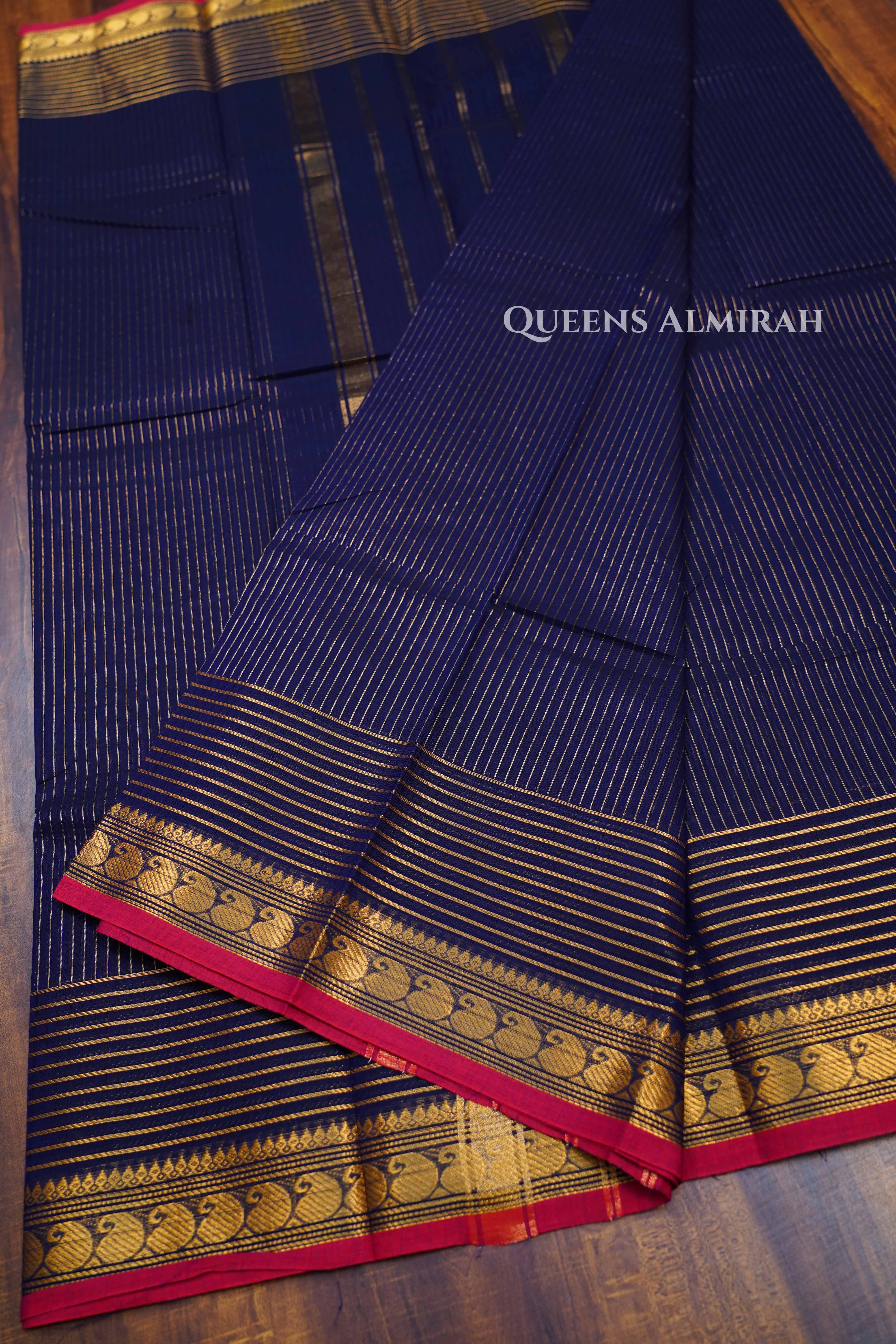 Navy Blue Kanchi Cotton Saree