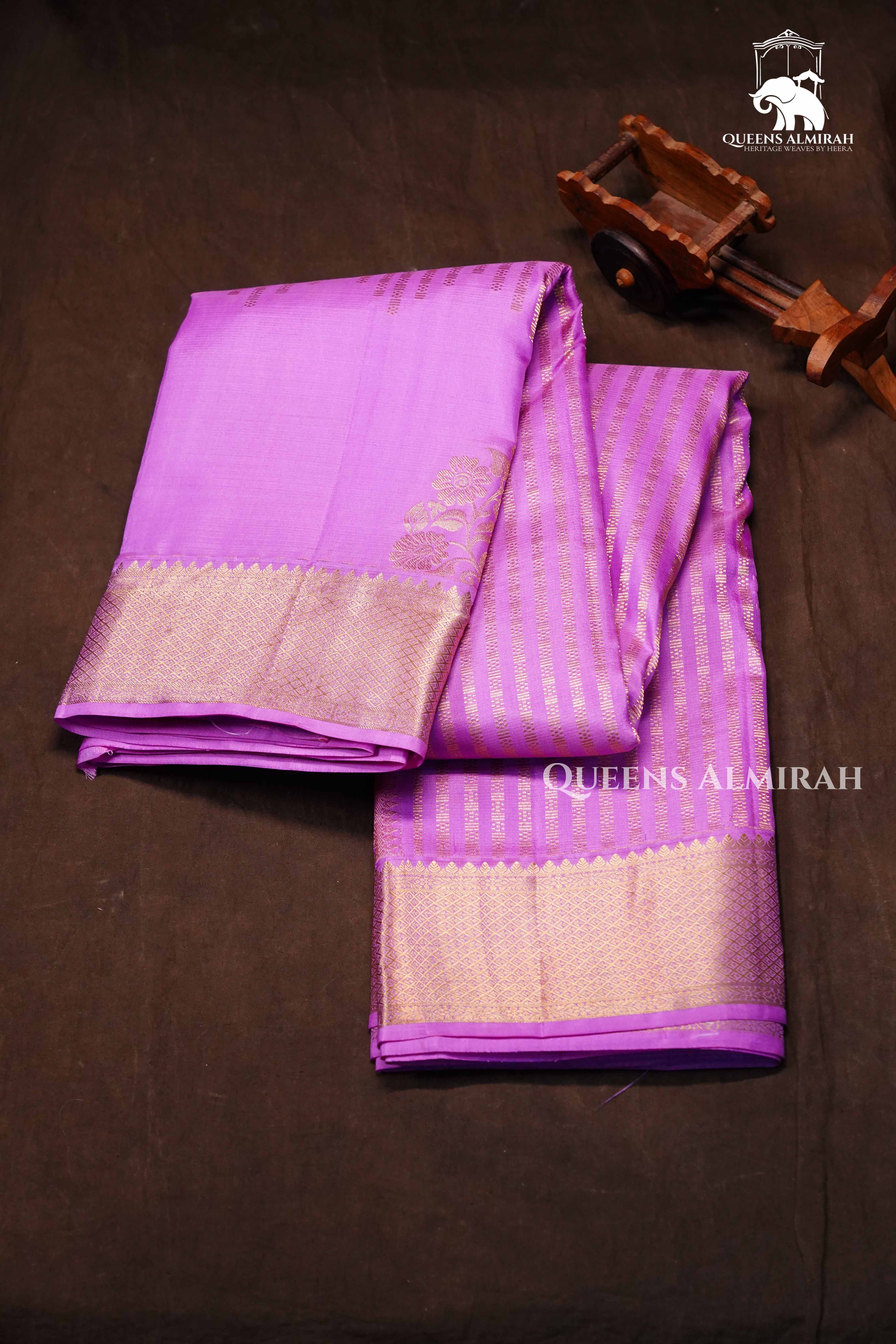 Lilac Purple Pure Kanchivaram Silk Saree