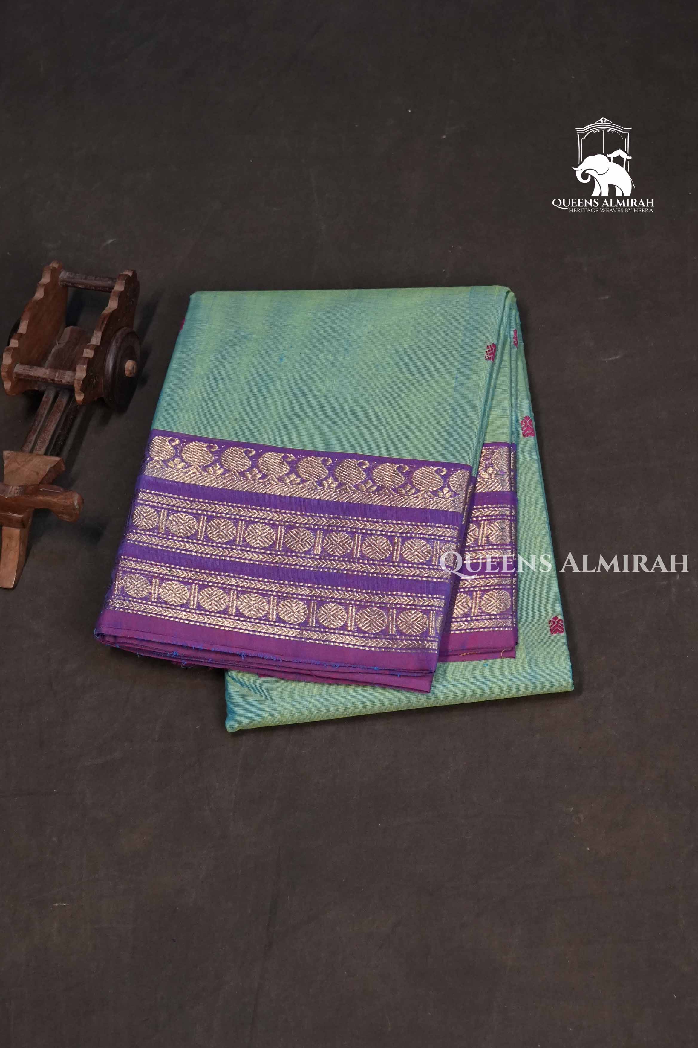 Light Green With Purple Kanchi Cotton Saree