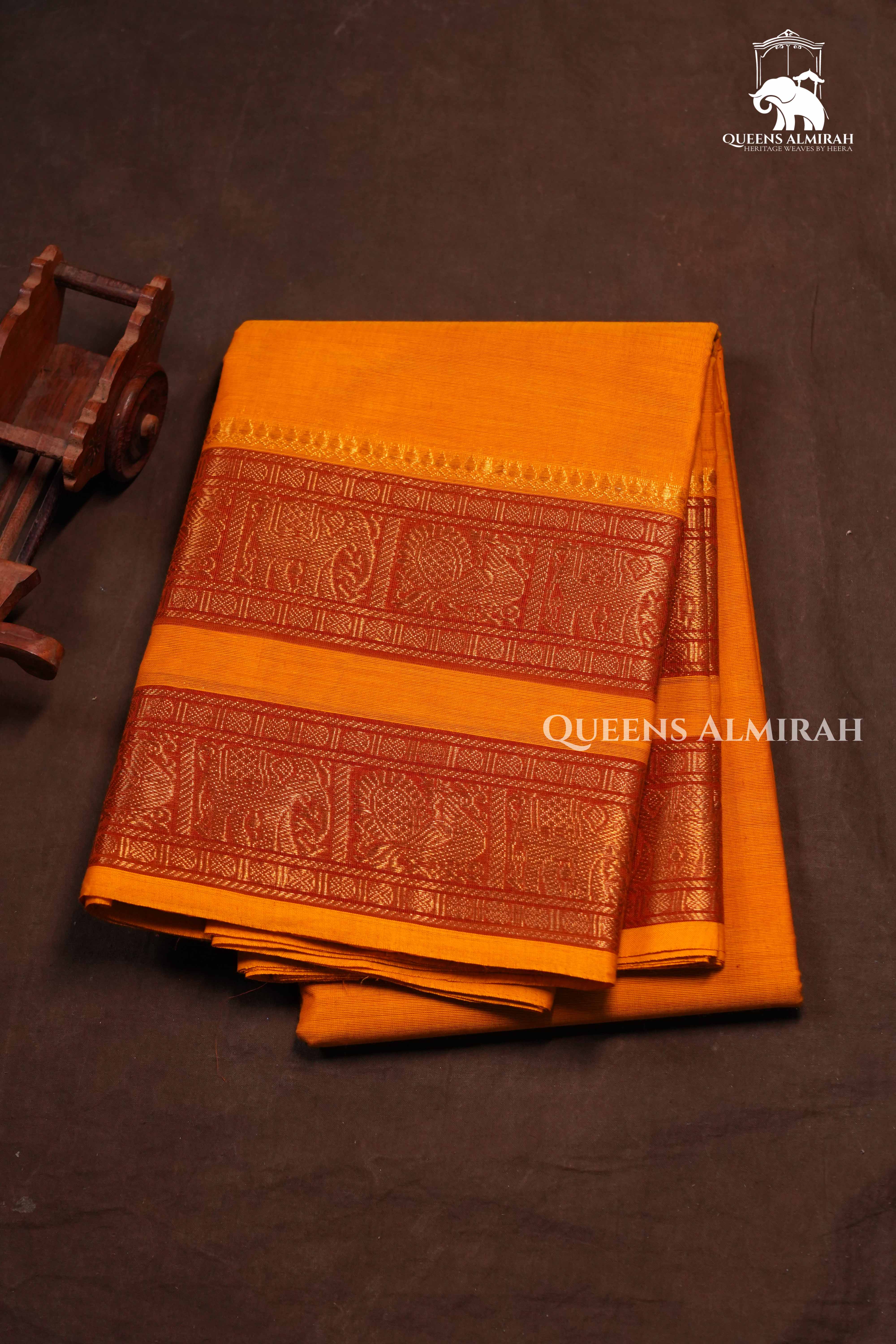 Mustard Yellow Kanchi Cotton Saree