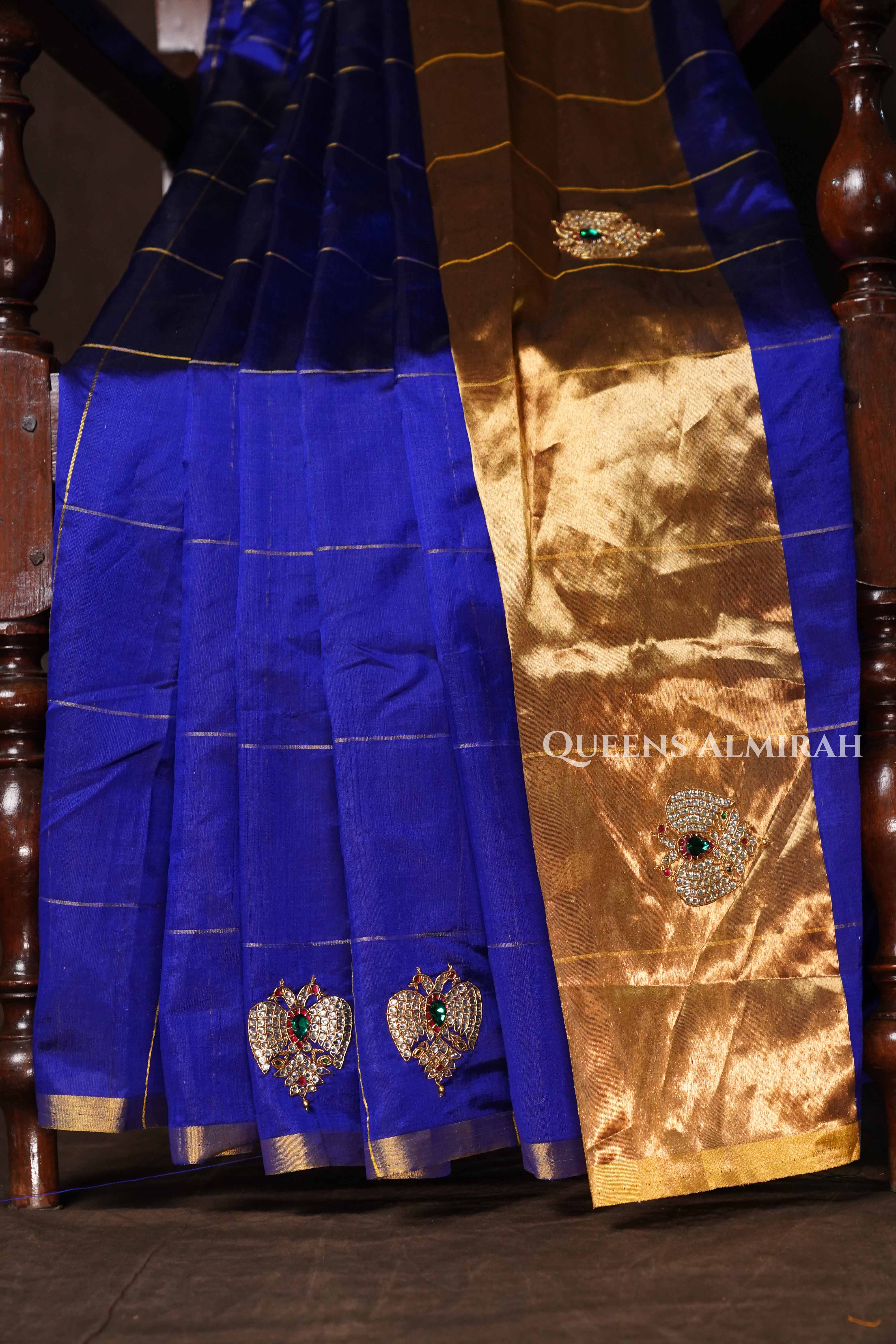 Ms Blue Ganda Berunda Chanderi Silk Saree