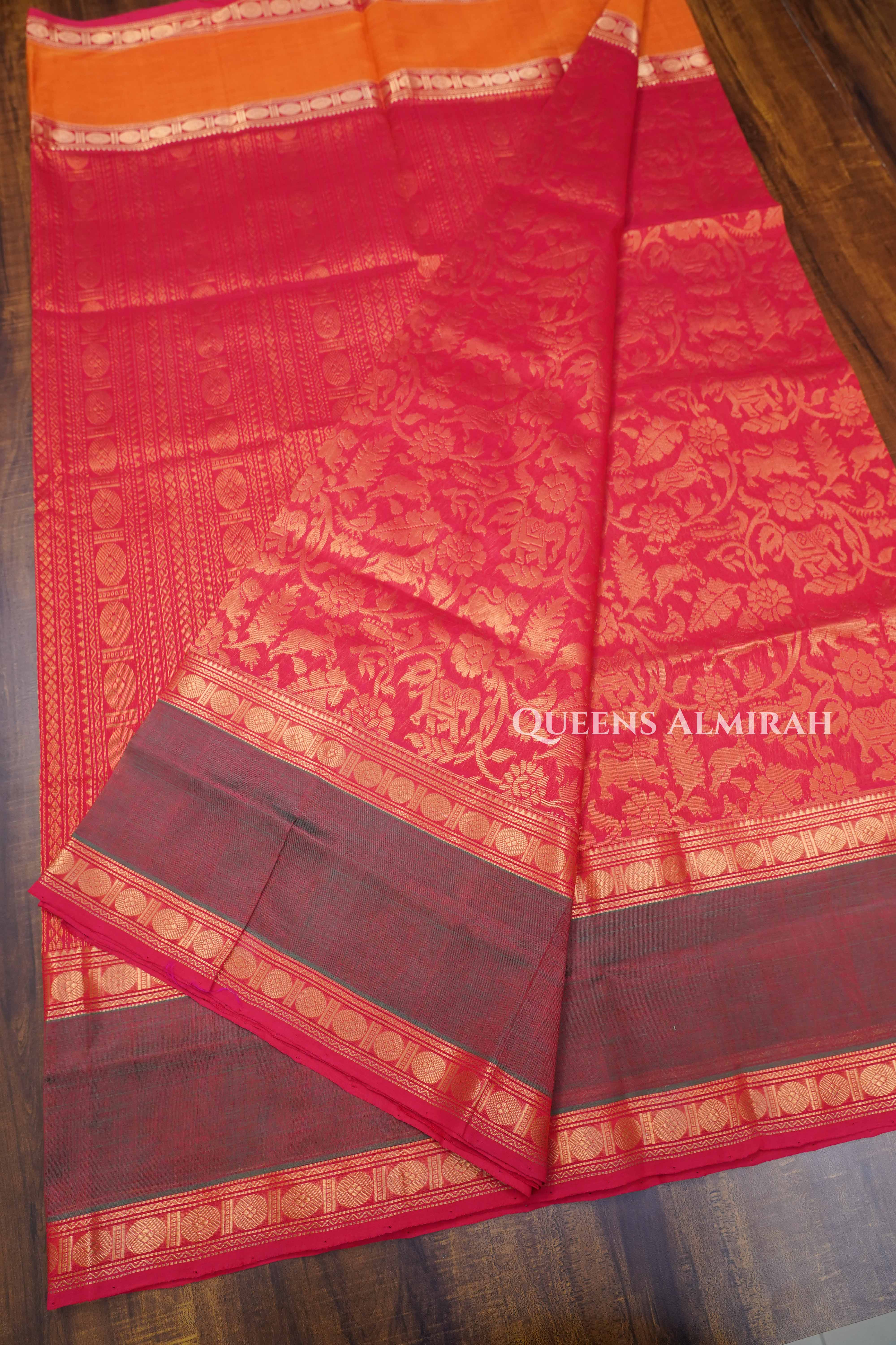Red Vanasingaram Pure Kanchi Silk Cotton Saree