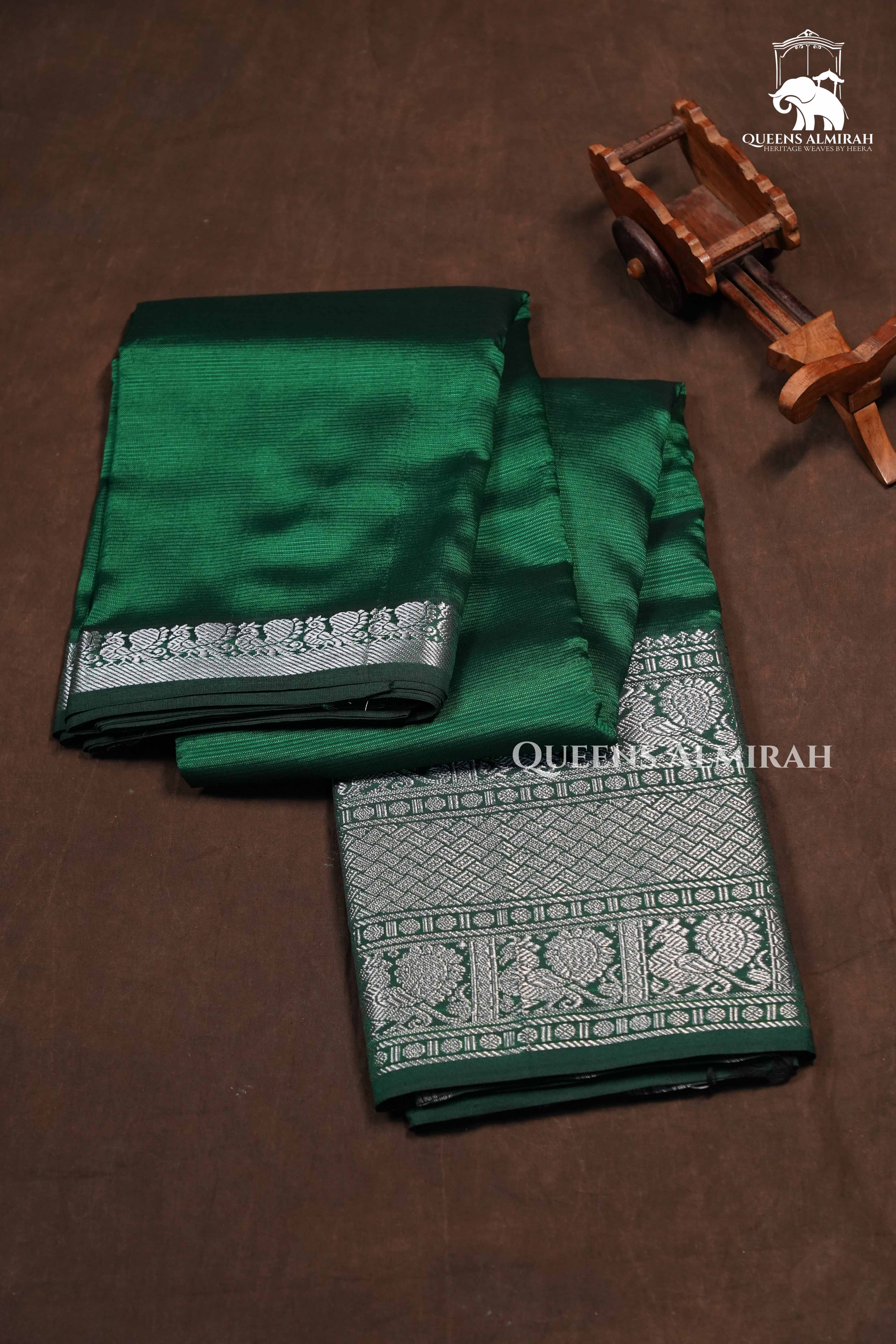Dark Green Mangalgiri Saree