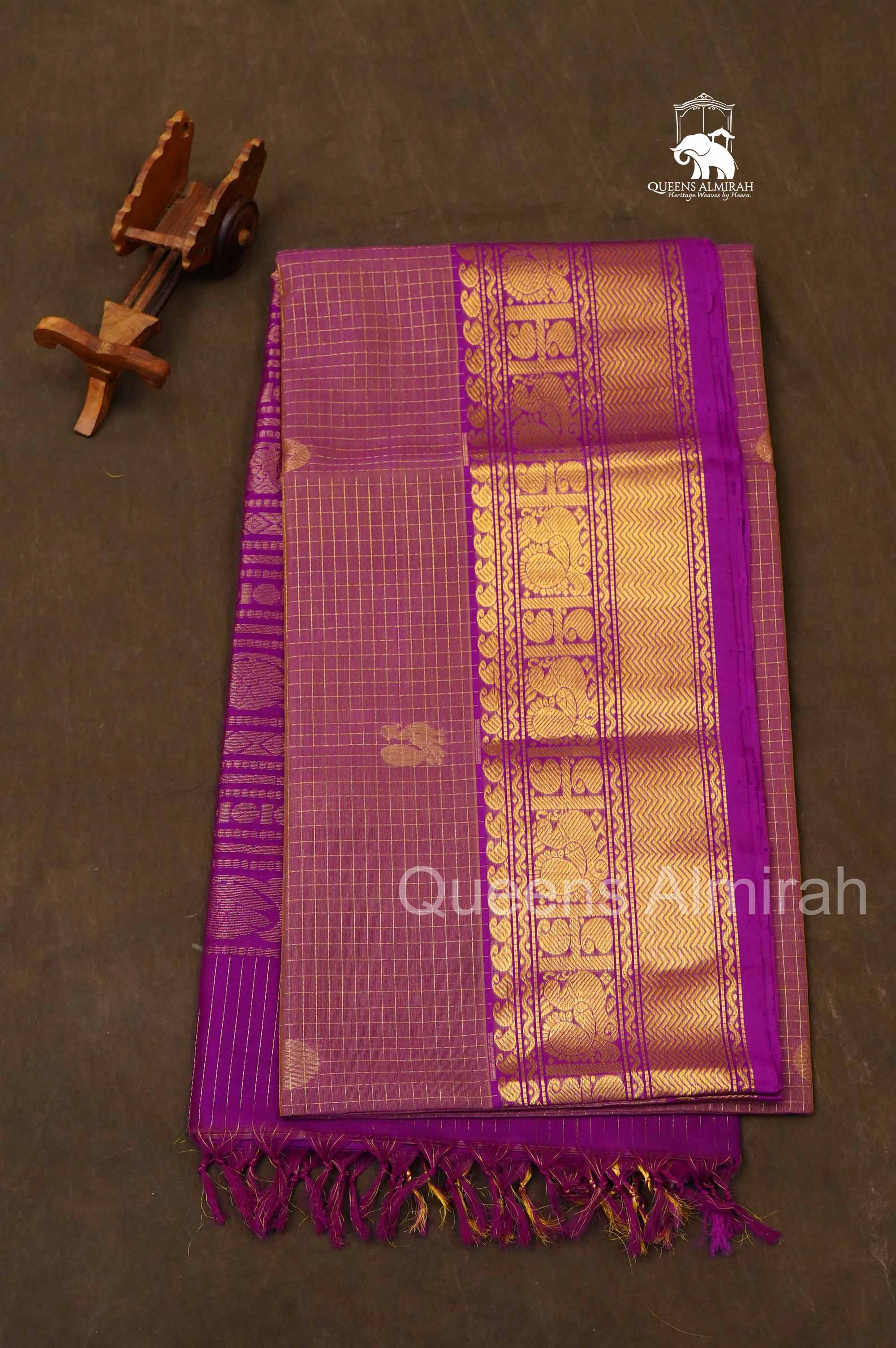 Dusky Rose With Purple Pure Silk Cotton Saree