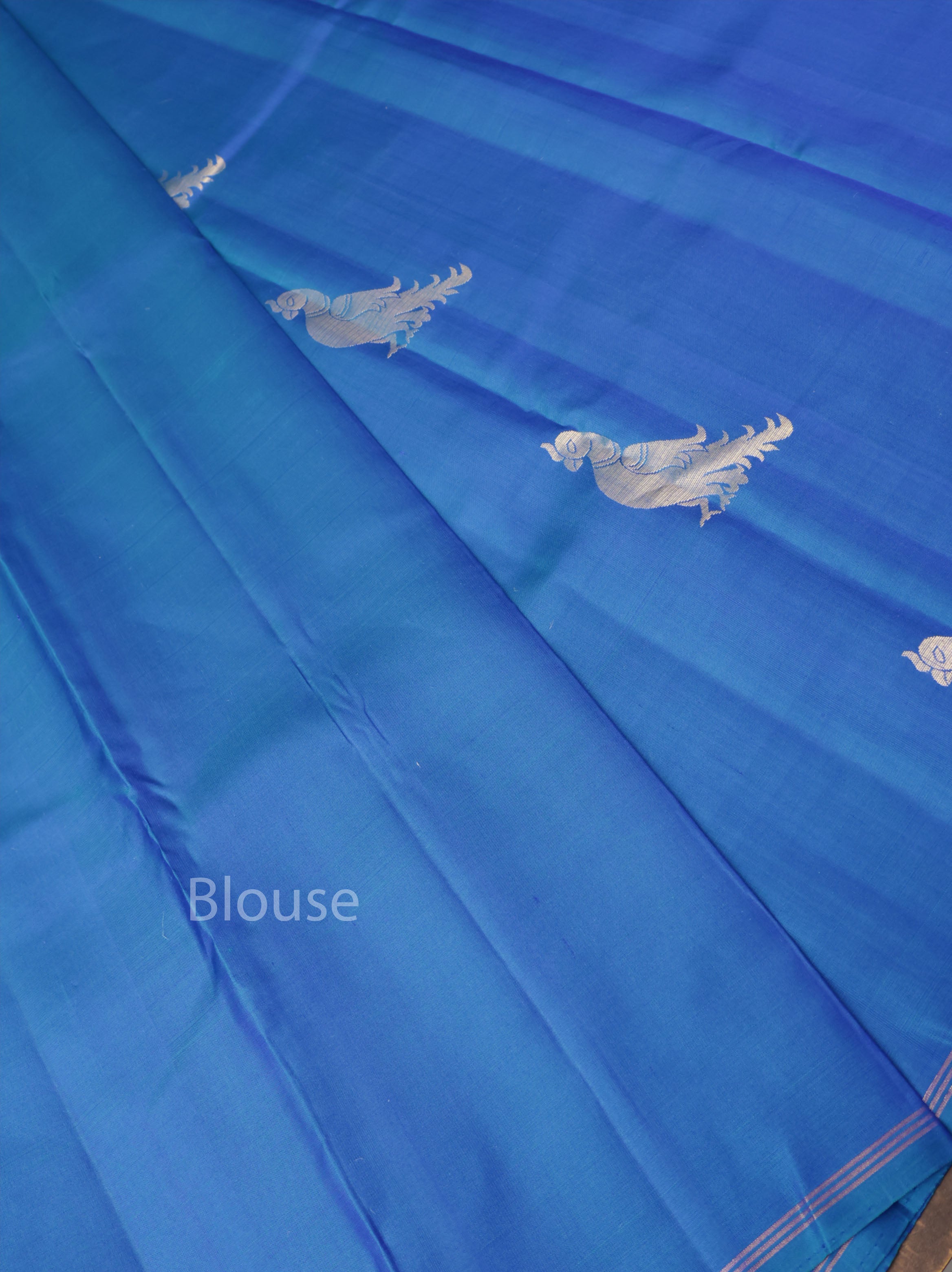 Peacock Blue Pure Kanchivaram Silk Saree